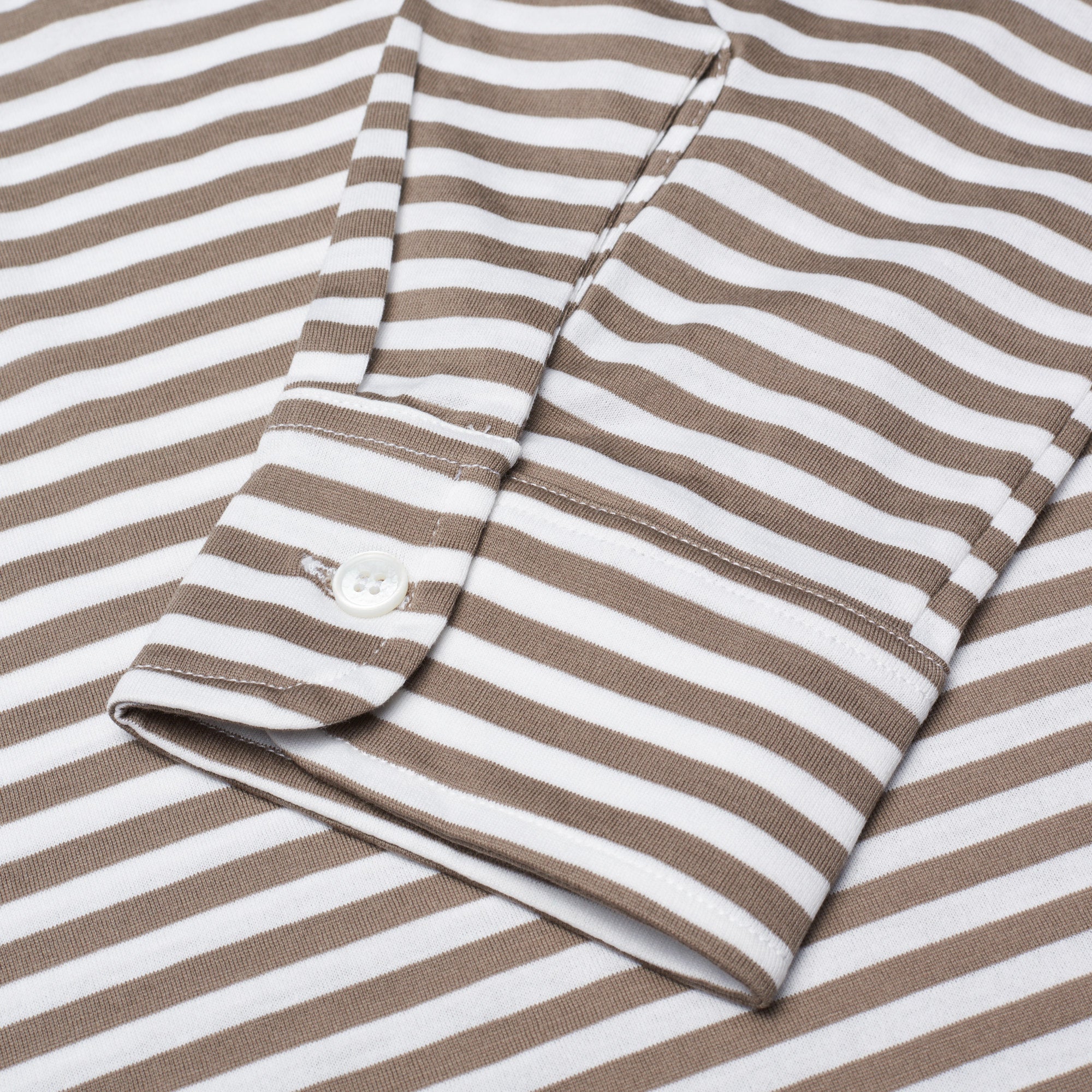 FEDELI "Libeccio" Gray Striped Cotton Jersey Long Sleeve Polo Shirt EU 52 NEW US L FEDELI