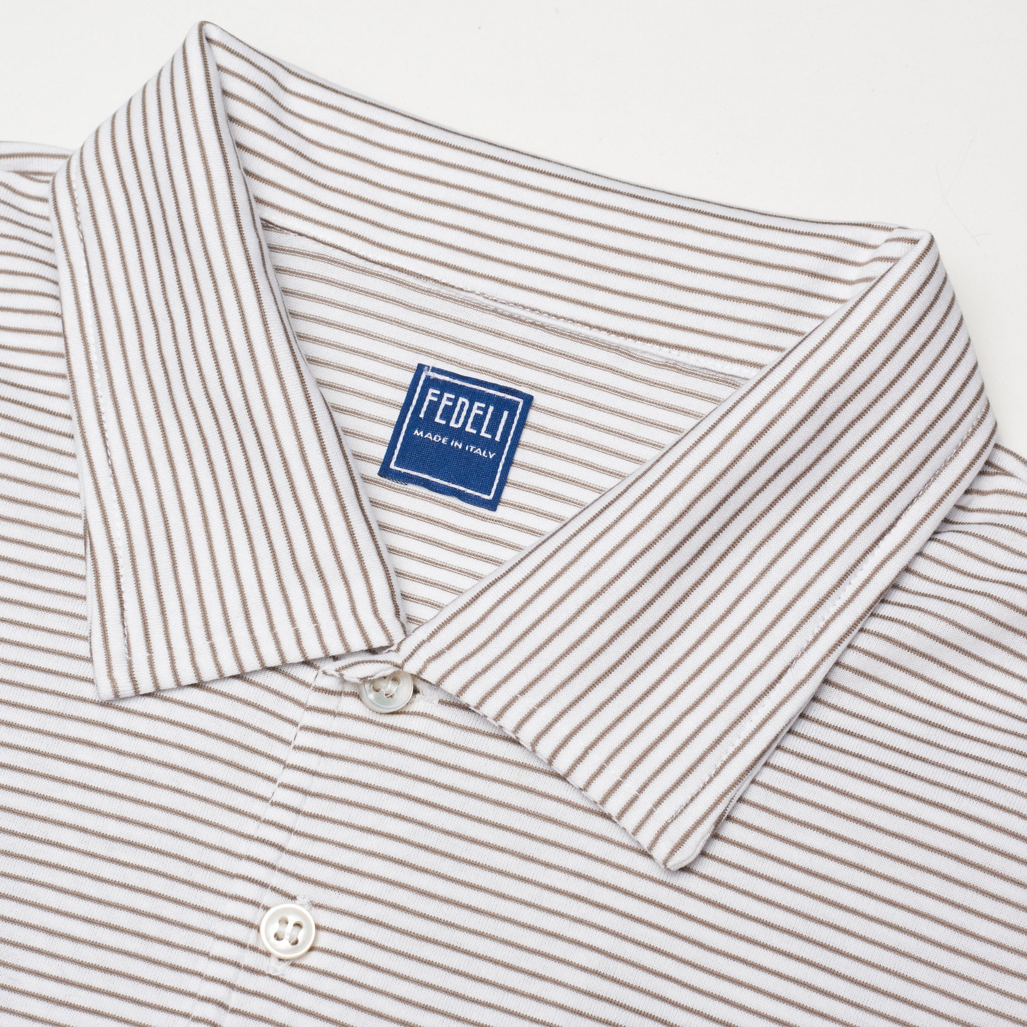 FEDELI "Libeccio" Gray Striped Cotton Jersey Long Sleeve Polo Shirt EU 58 NEW US 3XL FEDELI