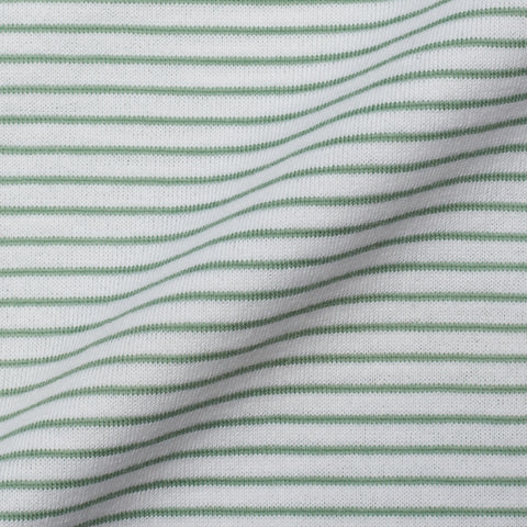 FEDELI "Libeccio" Green Striped Cotton Jersey Long Sleeve Polo Shirt EU 60 NEW US 4XL
