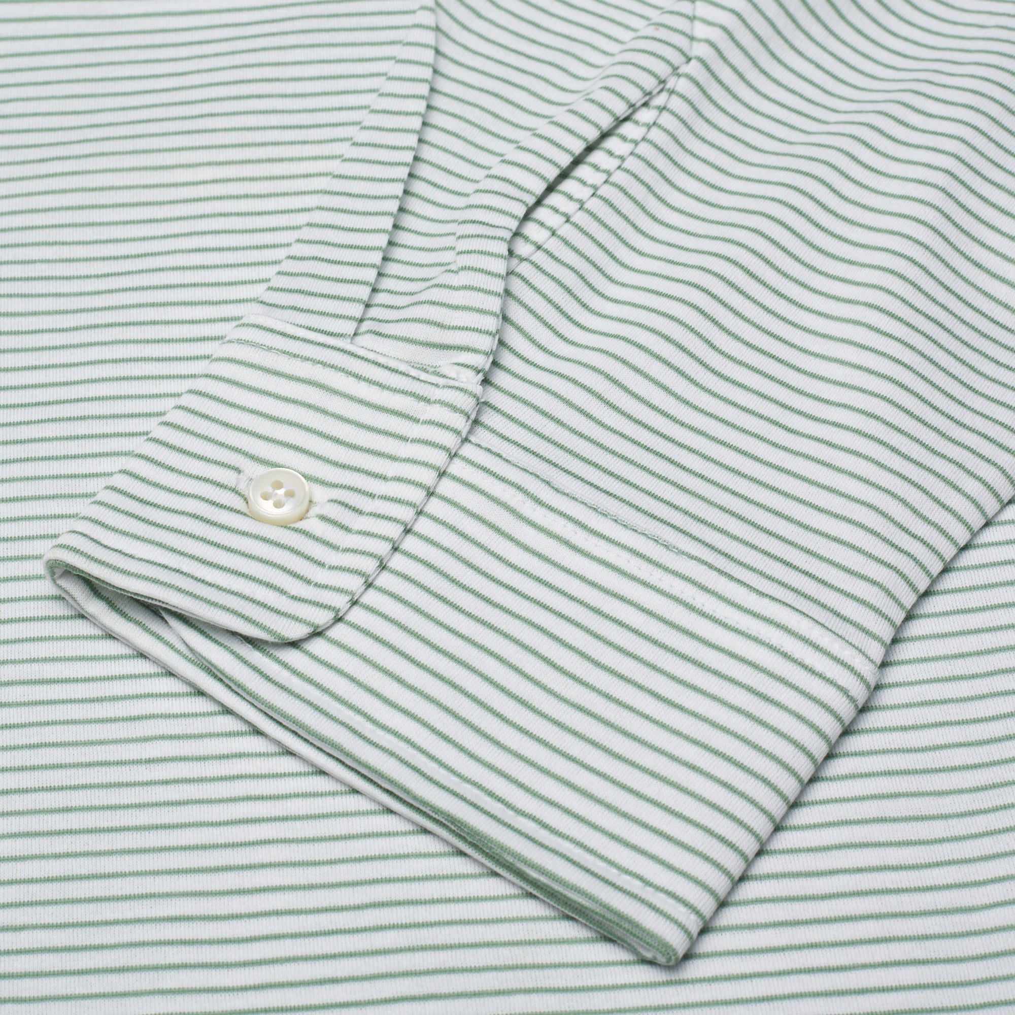 FEDELI "Libeccio" Green Striped Cotton Jersey Long Sleeve Polo Shirt EU 60 NEW US 4XL FEDELI