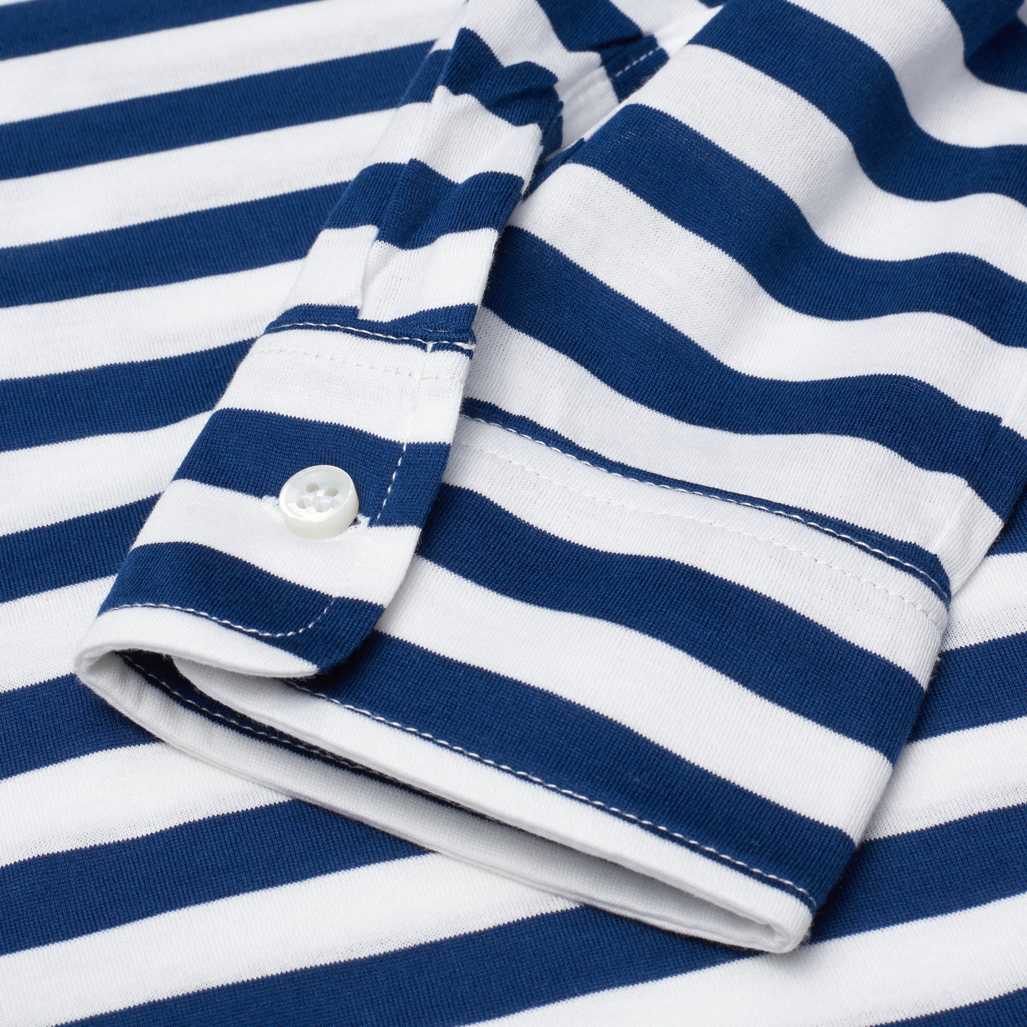 FEDELI "Libeccio" Navy Blue Striped Cotton Jersey Long Sleeve Polo Shirt 56 NEW 2XL FEDELI