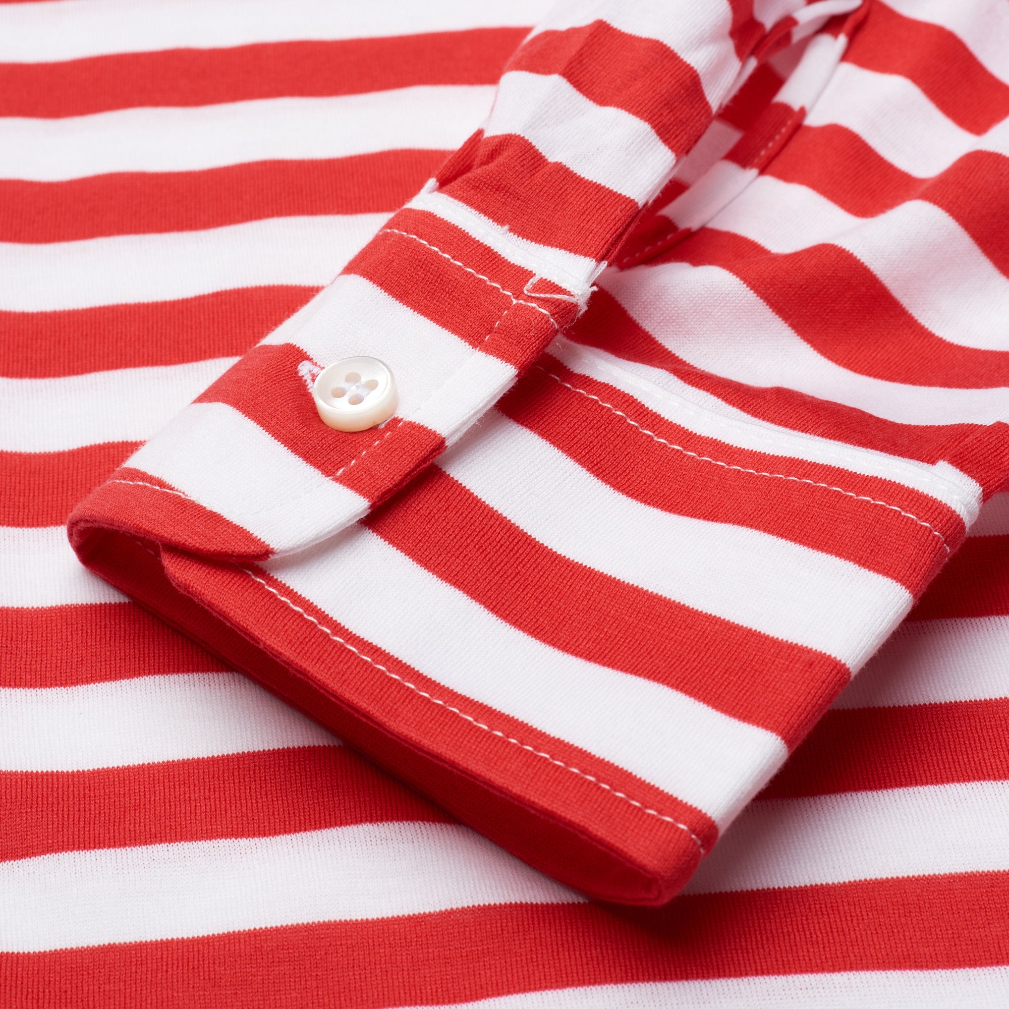FEDELI "Libeccio" Red Striped Cotton Jersey Long Sleeve Polo Shirt EU 50 NEW US M FEDELI