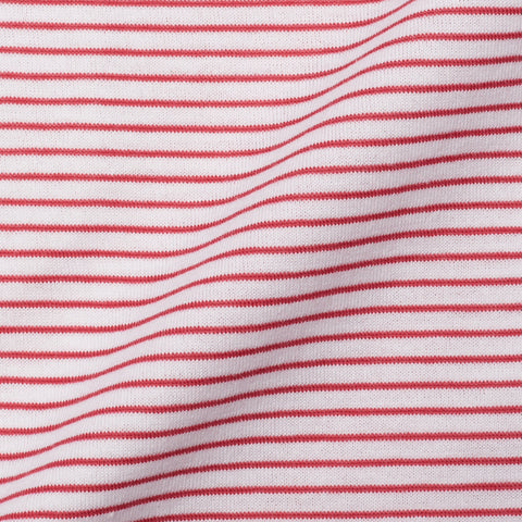 FEDELI "Libeccio" Red Striped Cotton Light Jersey Long Sleeve Polo Shirt NEW