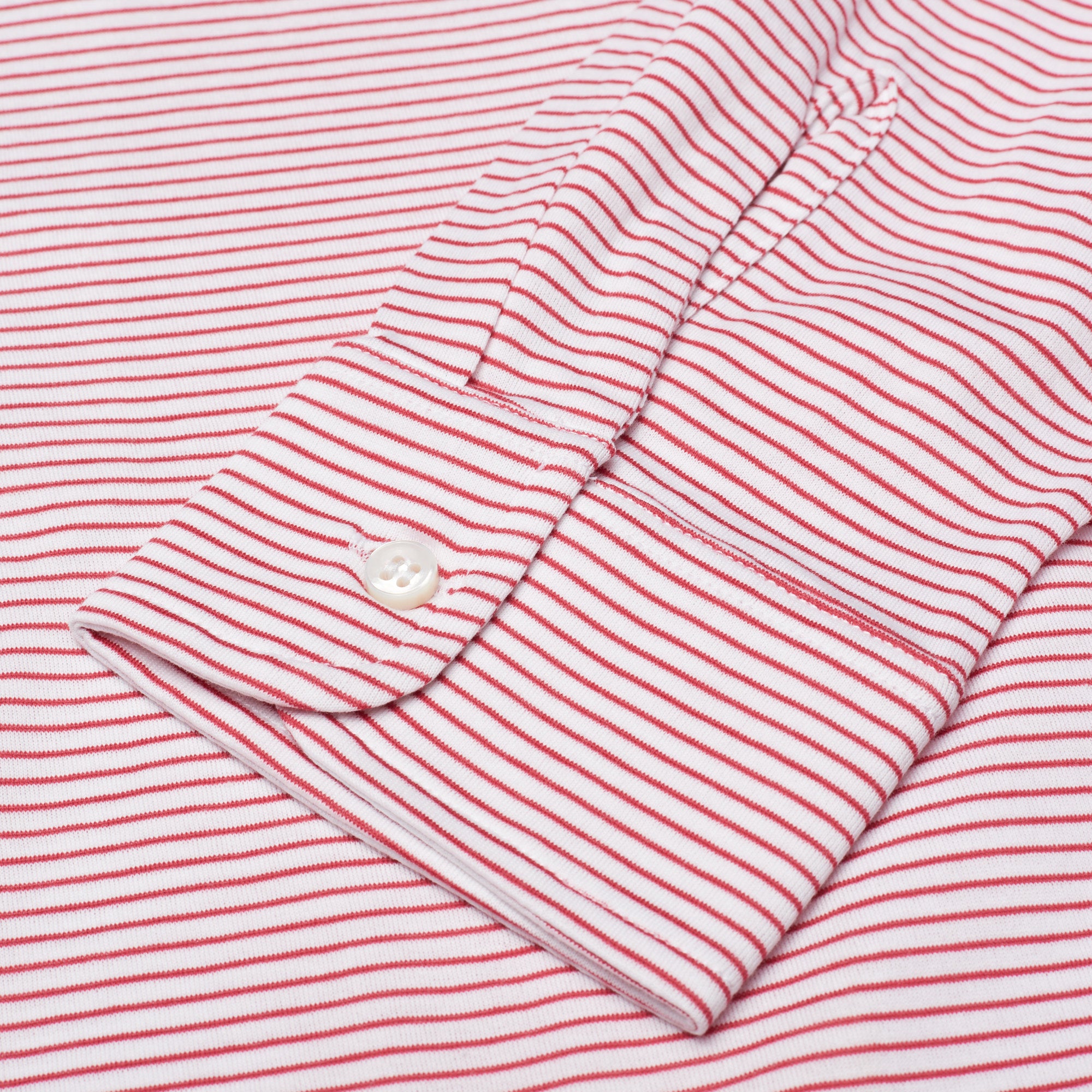FEDELI "Libeccio" Red Striped Cotton Light Jersey Long Sleeve Polo Shirt NEW FEDELI