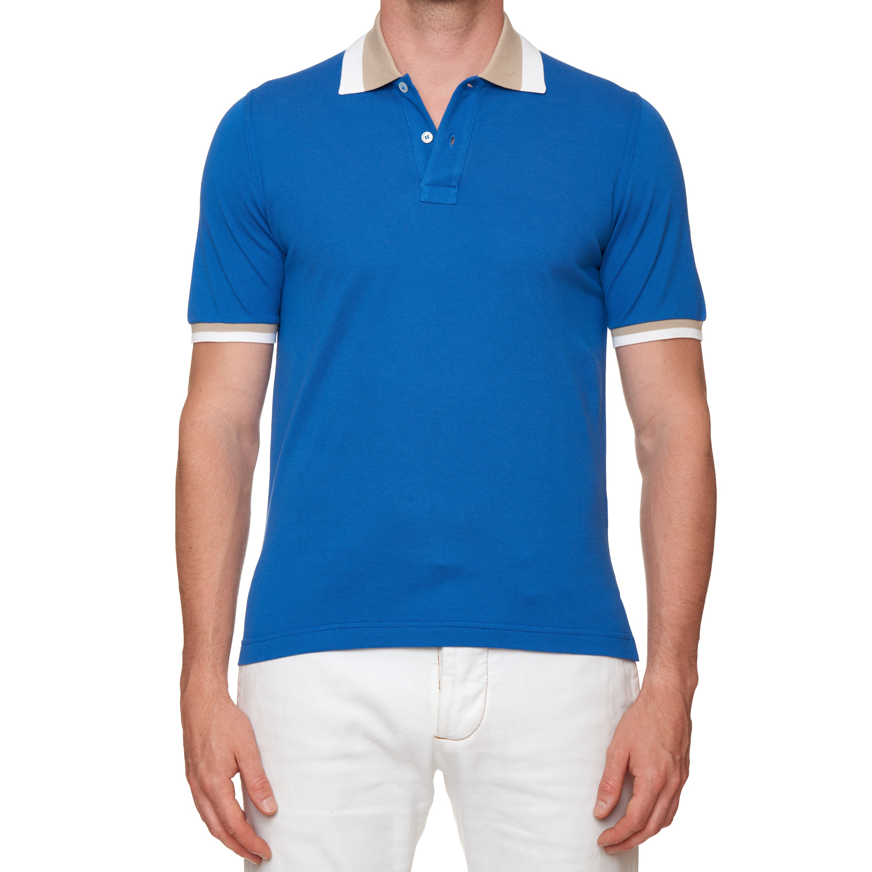FEDELI "Mario" Blue Cotton Short Sleeve Pique Polo Shirt EU 48 NEW US S FEDELI