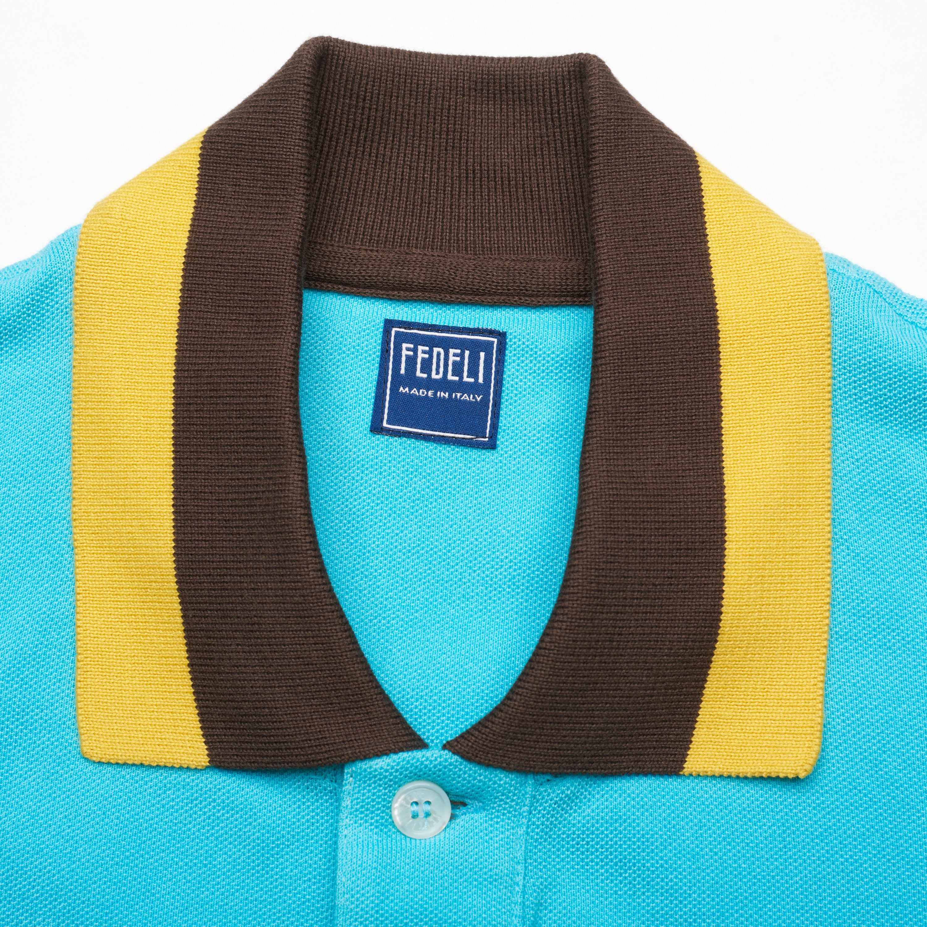 FEDELI "Mario" Light Blue Cotton Short Sleeve Pique Polo Shirt EU 50 NEW US M FEDELI