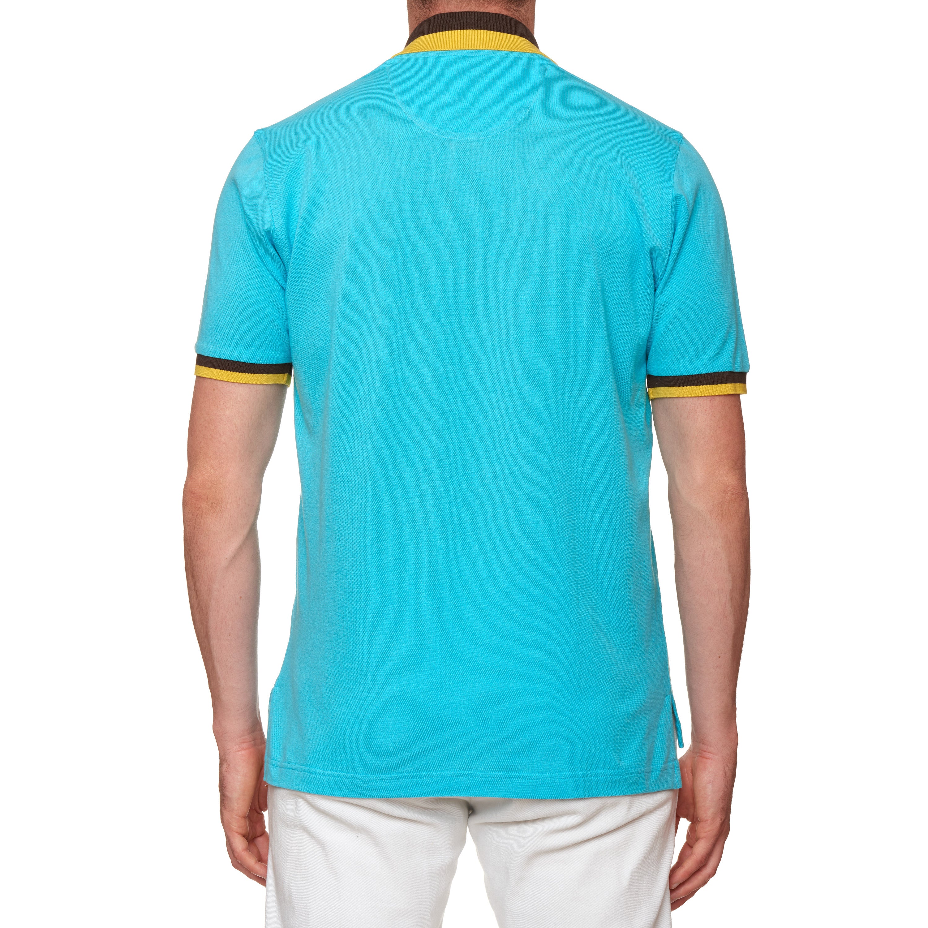 FEDELI "Mario" Light Blue Cotton Short Sleeve Pique Polo Shirt EU 50 NEW US M FEDELI