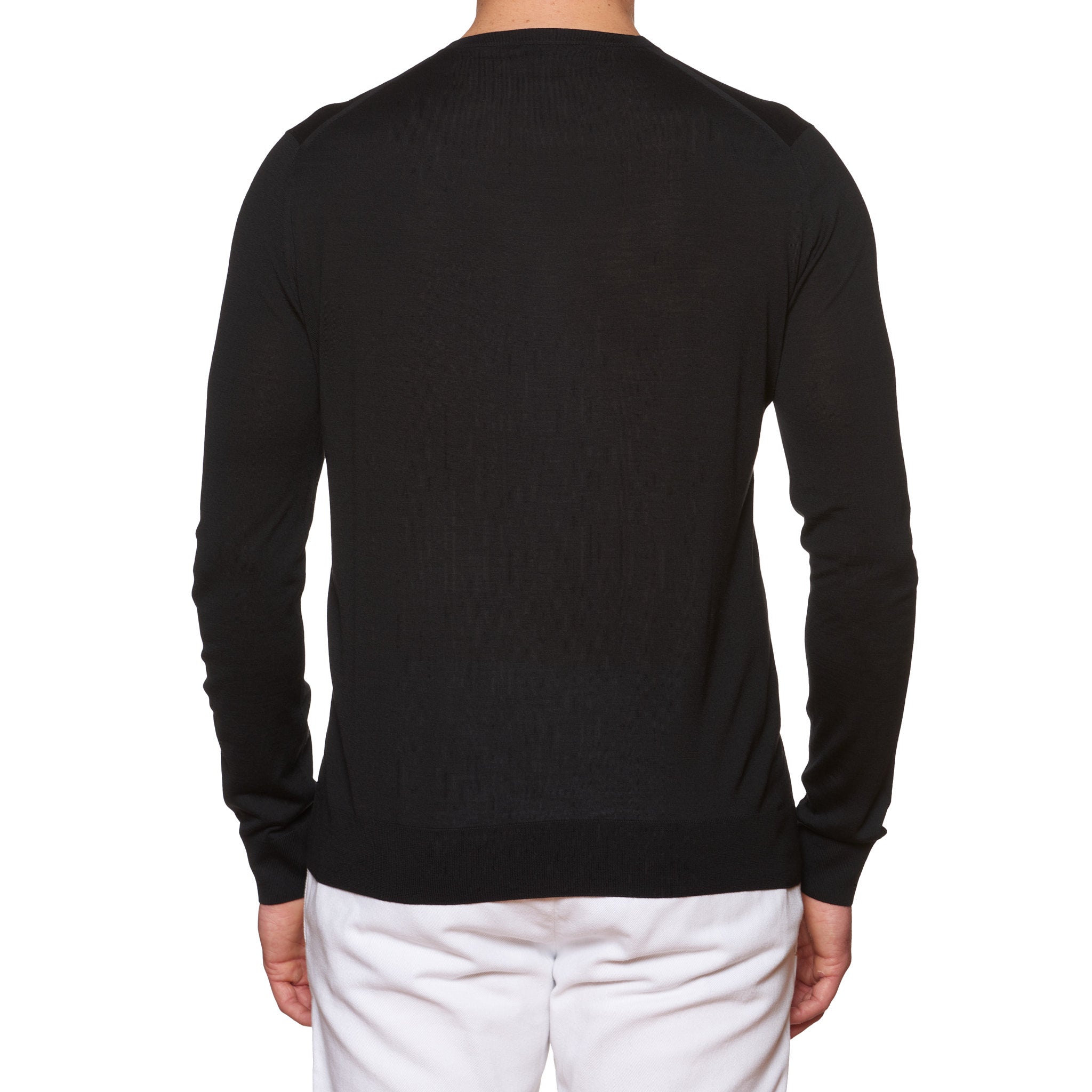 FEDELI "Millionaire" Black Super Wool Crewneck Sweater NEW Slim Fit FEDELI