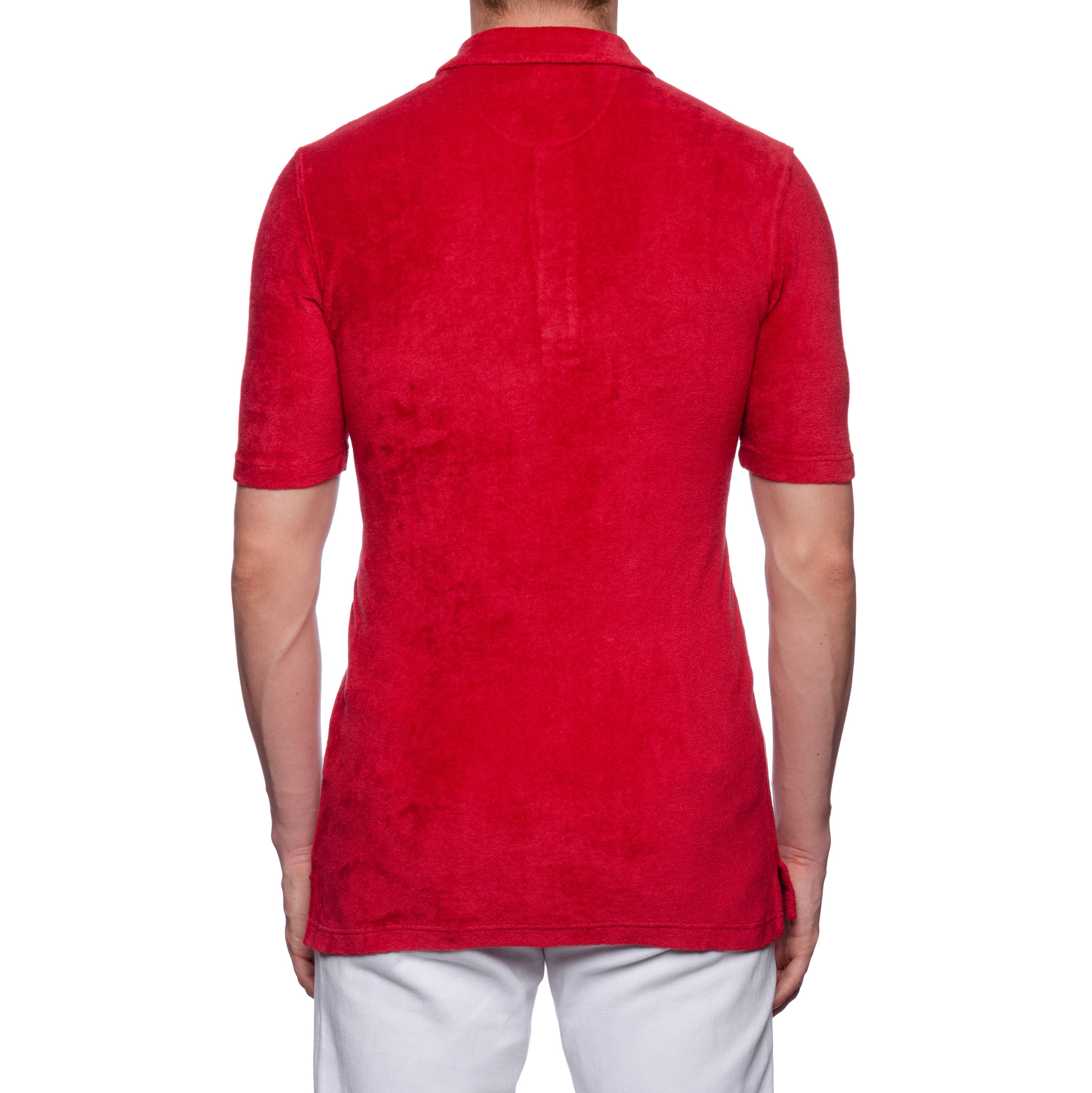 FEDELI "Mondial" Red Terry Cloth Short Sleeve Polo Shirt EU 50 NEW US M Slim Fit FEDELI