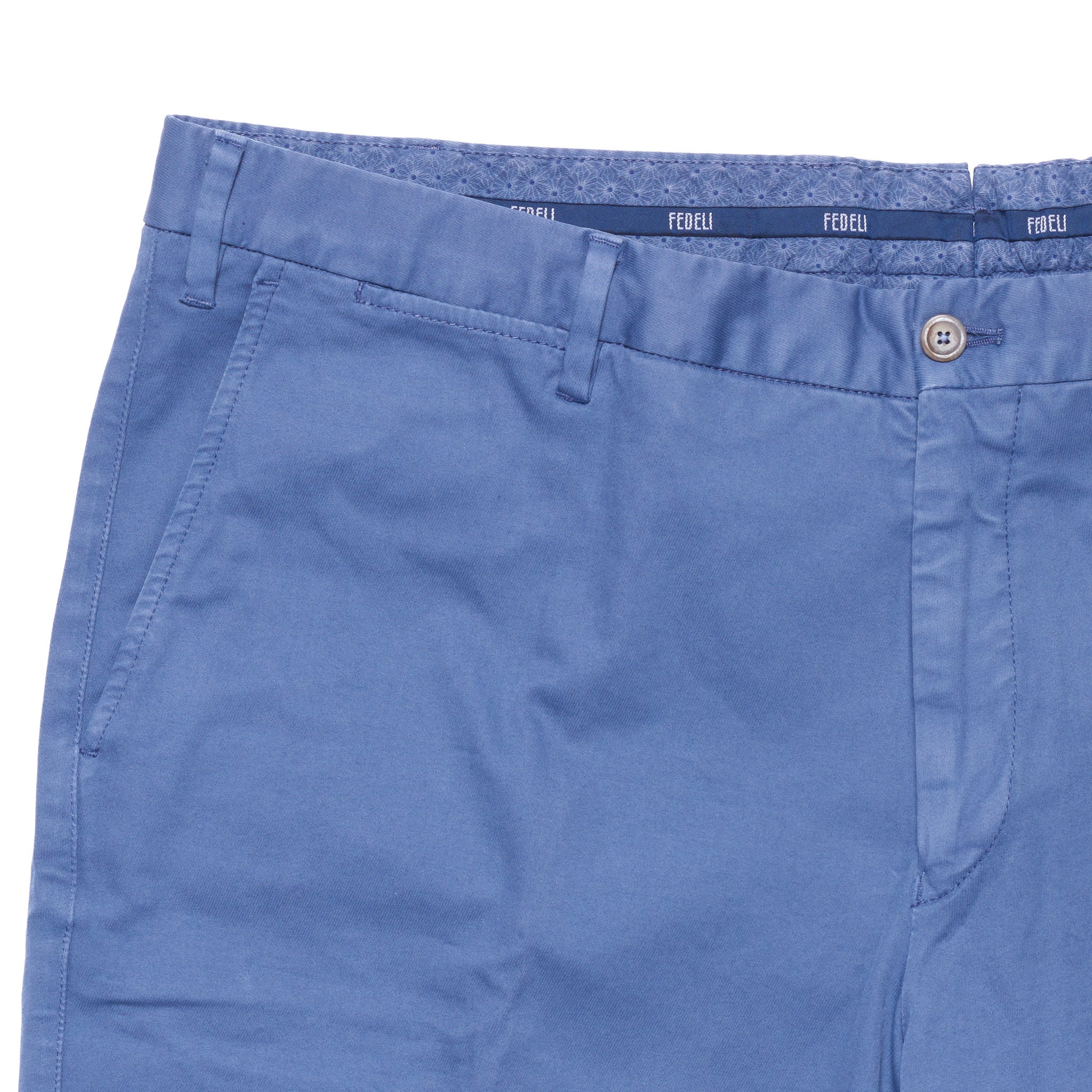 FEDELI "Moon" Blue Cotton Twill Casual Bermuda Shorts EU 56 NEW US 40 FEDELI