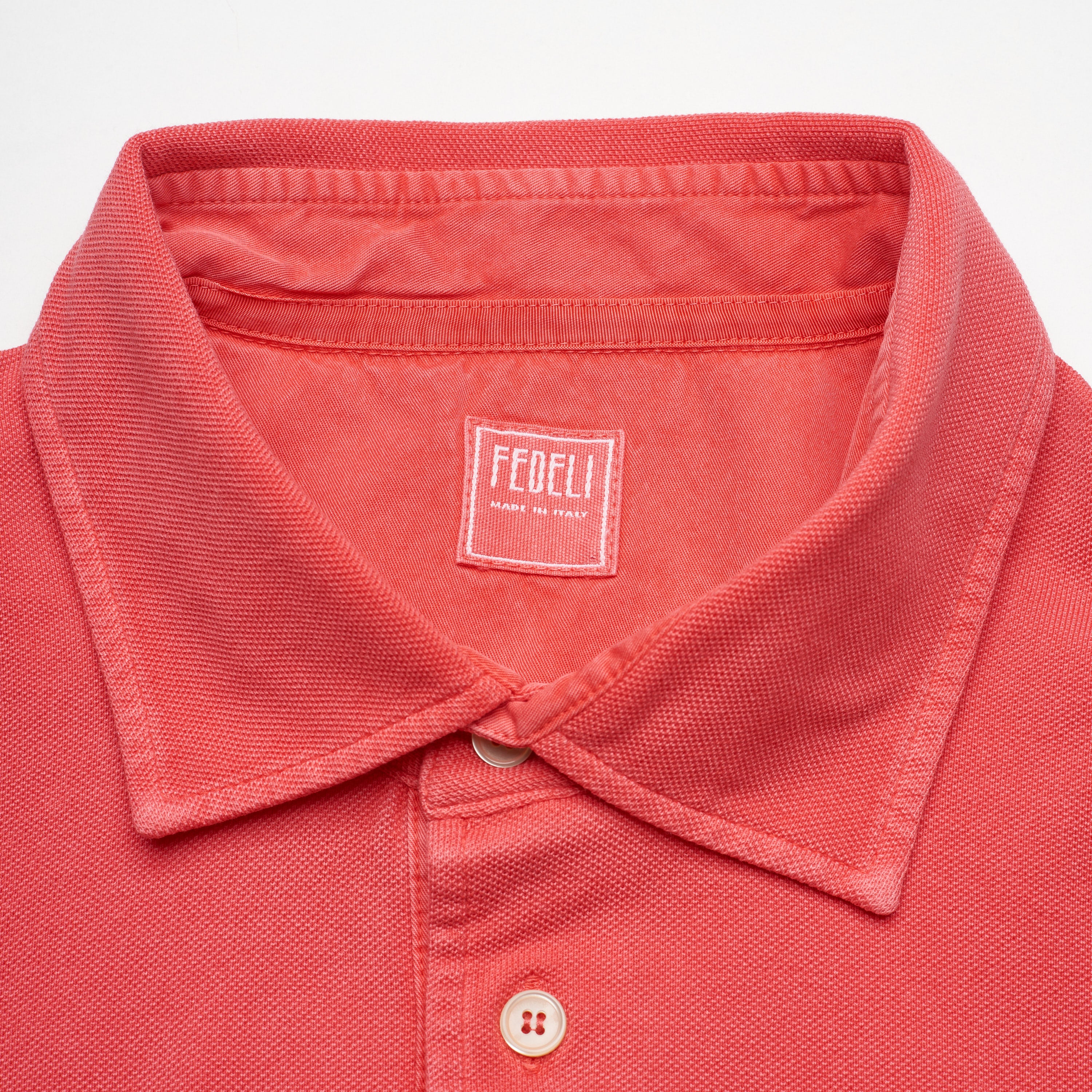FEDELI "North" Rouge Pink Cotton Pique Frosted Short Sleeve Polo Shirt 50 NEW M FEDELI