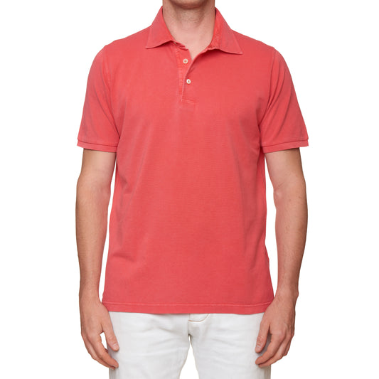FEDELI "North" Rouge Pink Cotton Pique Frosted Short Sleeve Polo Shirt 50 NEW M