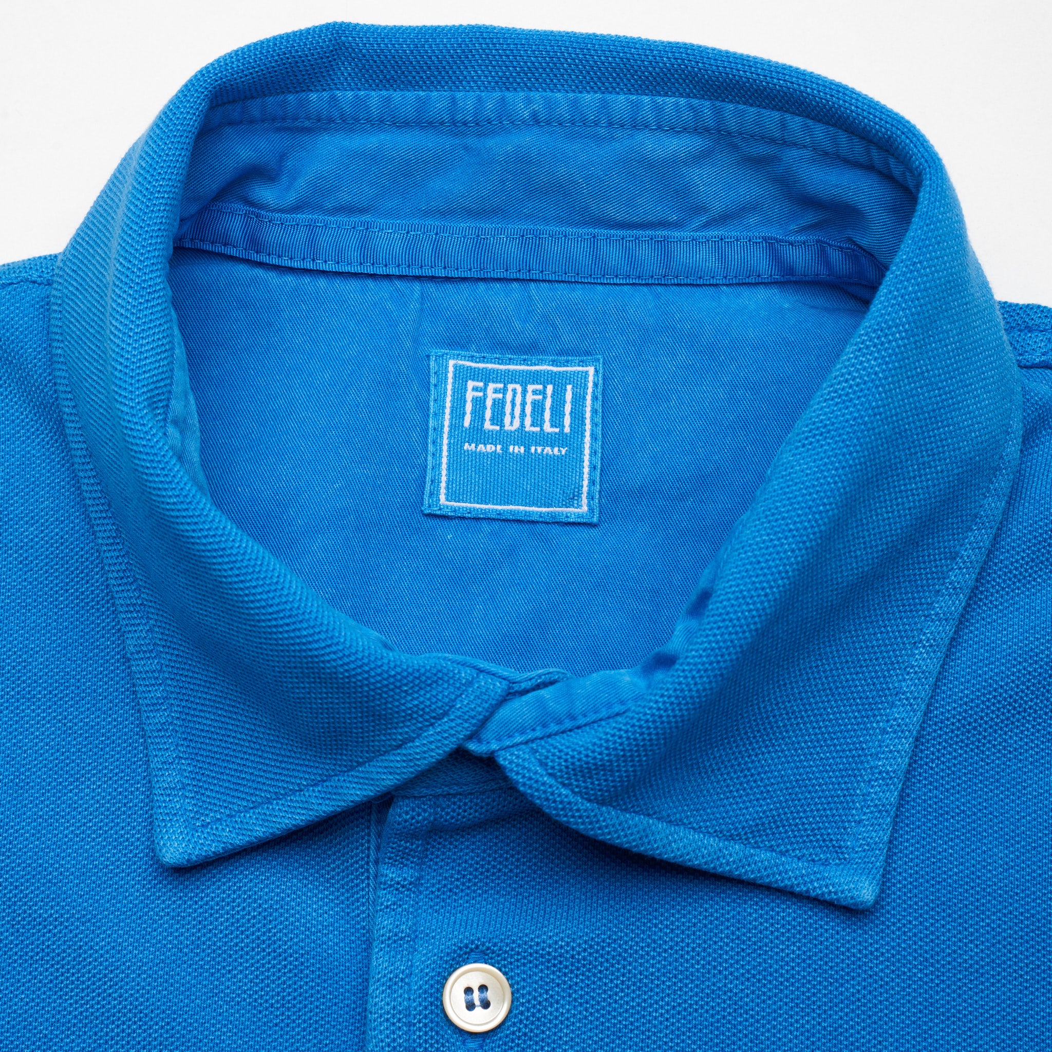 FEDELI "North" Blue Cotton Pique Short Sleeve Polo Shirt EU 50 NEW US M FEDELI