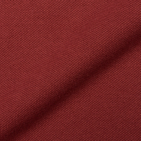 FEDELI "North" Solid Crimson Cotton Pique Long Sleeve Polo Shirt EU 50 NEW US M