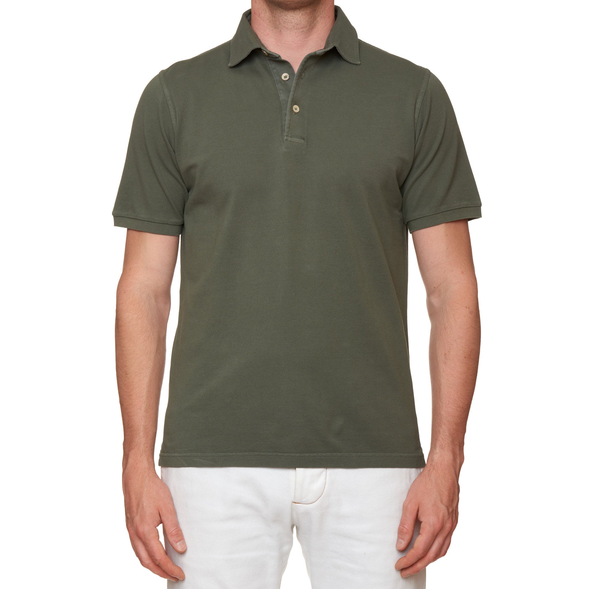 FEDELI "North" Dark Green Cotton Pique Short Sleeve Polo Shirt EU 50 NEW US M