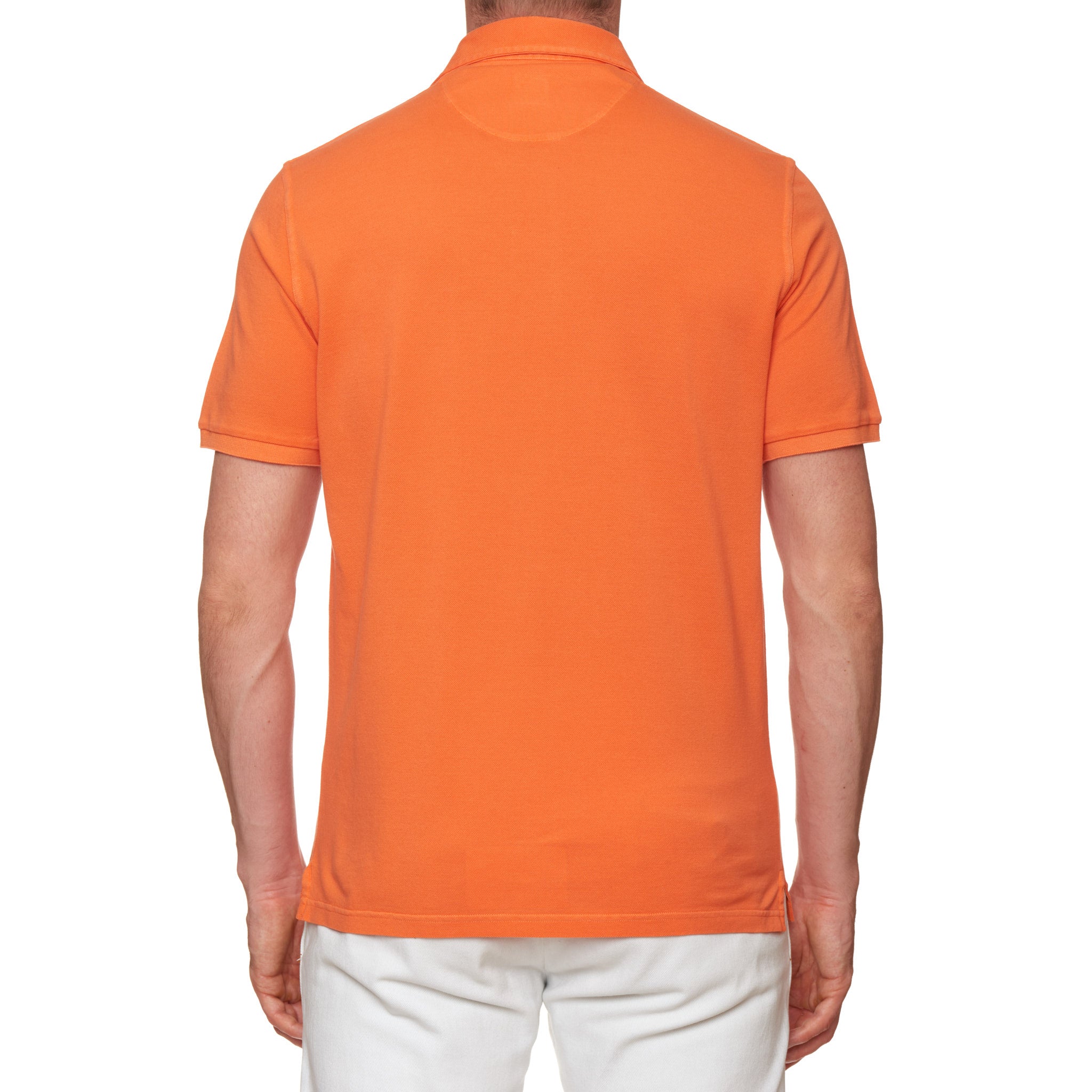 FEDELI "North" Neon Orange Cotton Pique Short Sleeve Polo Shirt EU 50 NEW US M