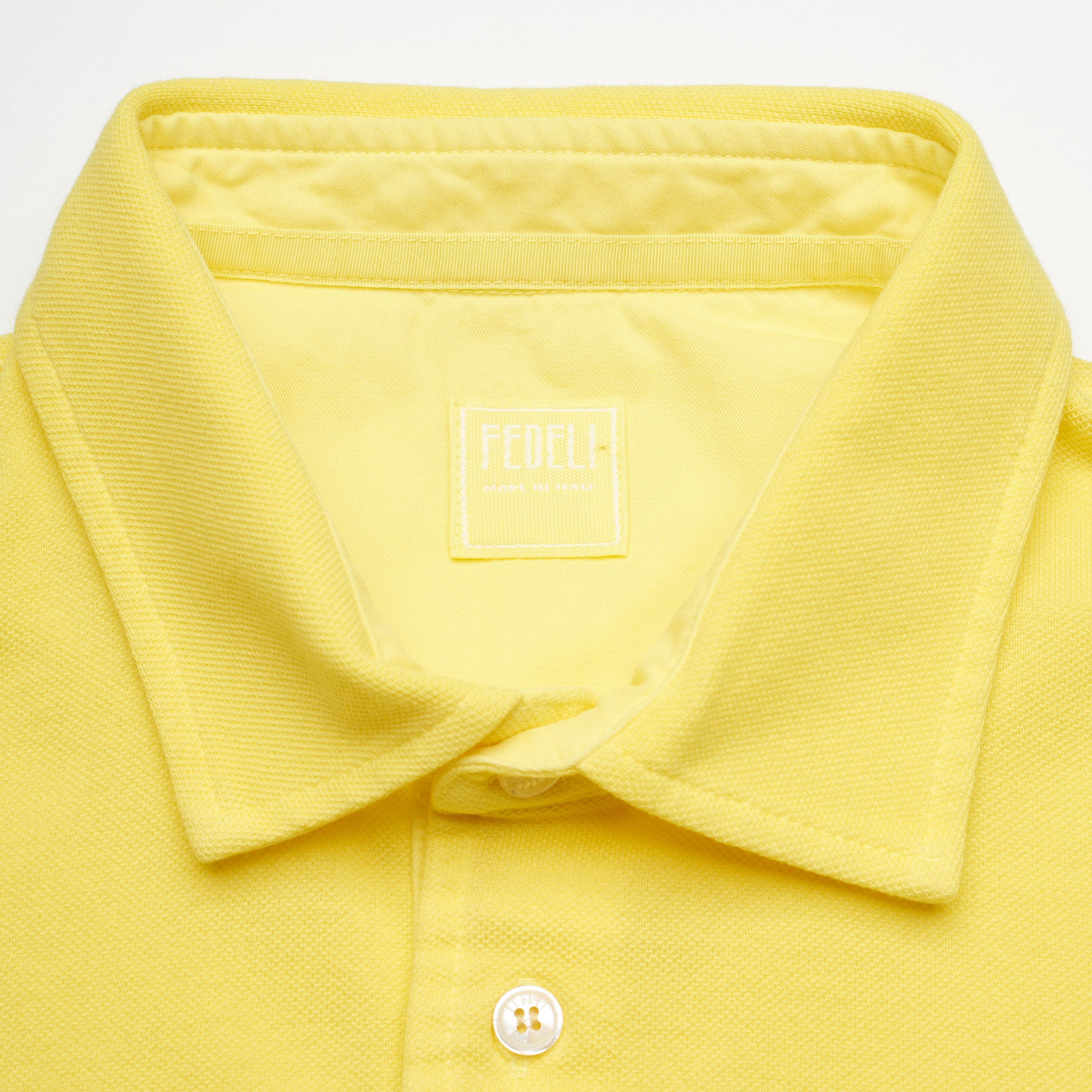 FEDELI "North" Neon Yellow Cotton Pique Short Sleeve Polo Shirt EU 54 NEW US XL Slim Fit FEDELI