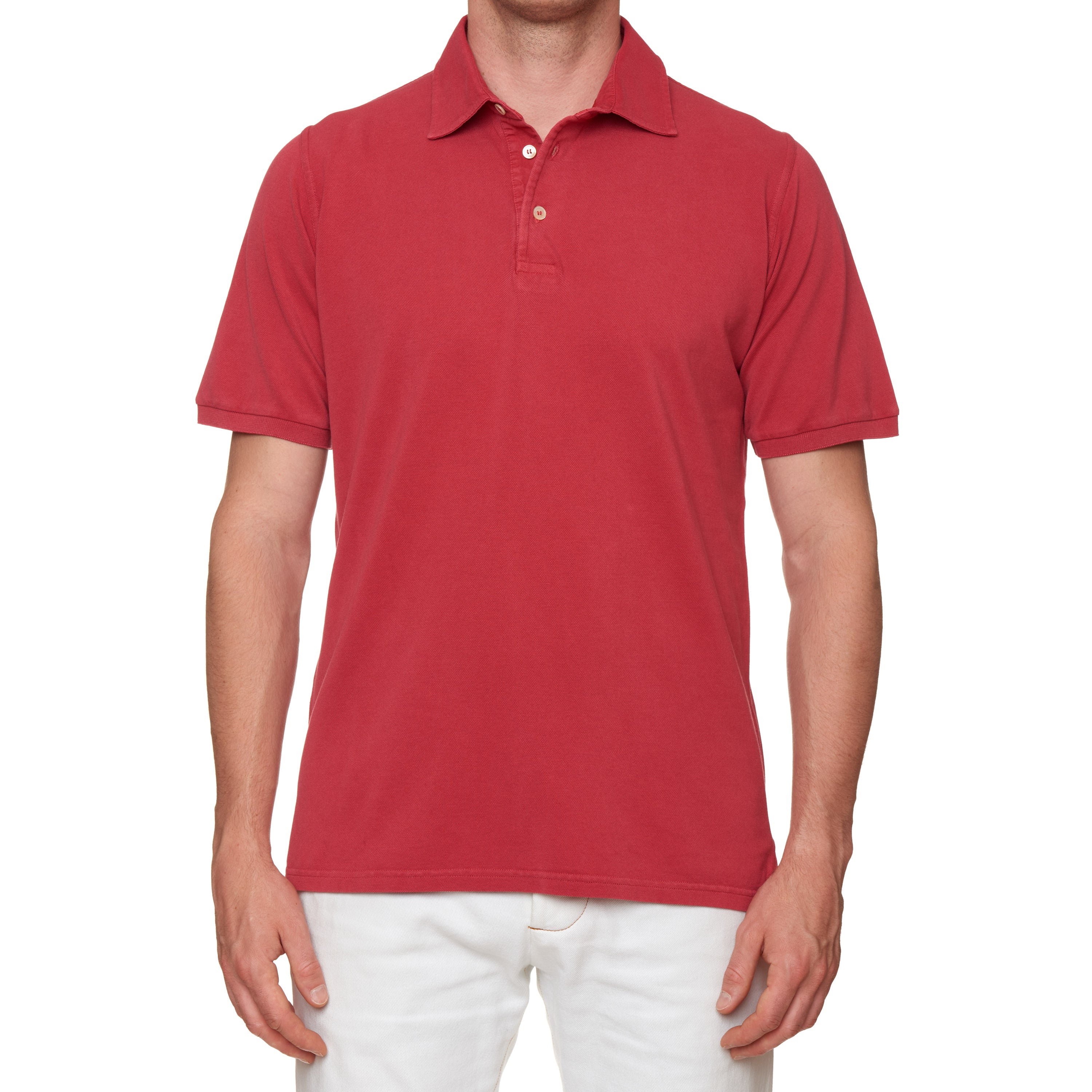 FEDELI "North" Brick Red Cotton Pique Short Sleeve Polo Shirt EU 50 NEW US M