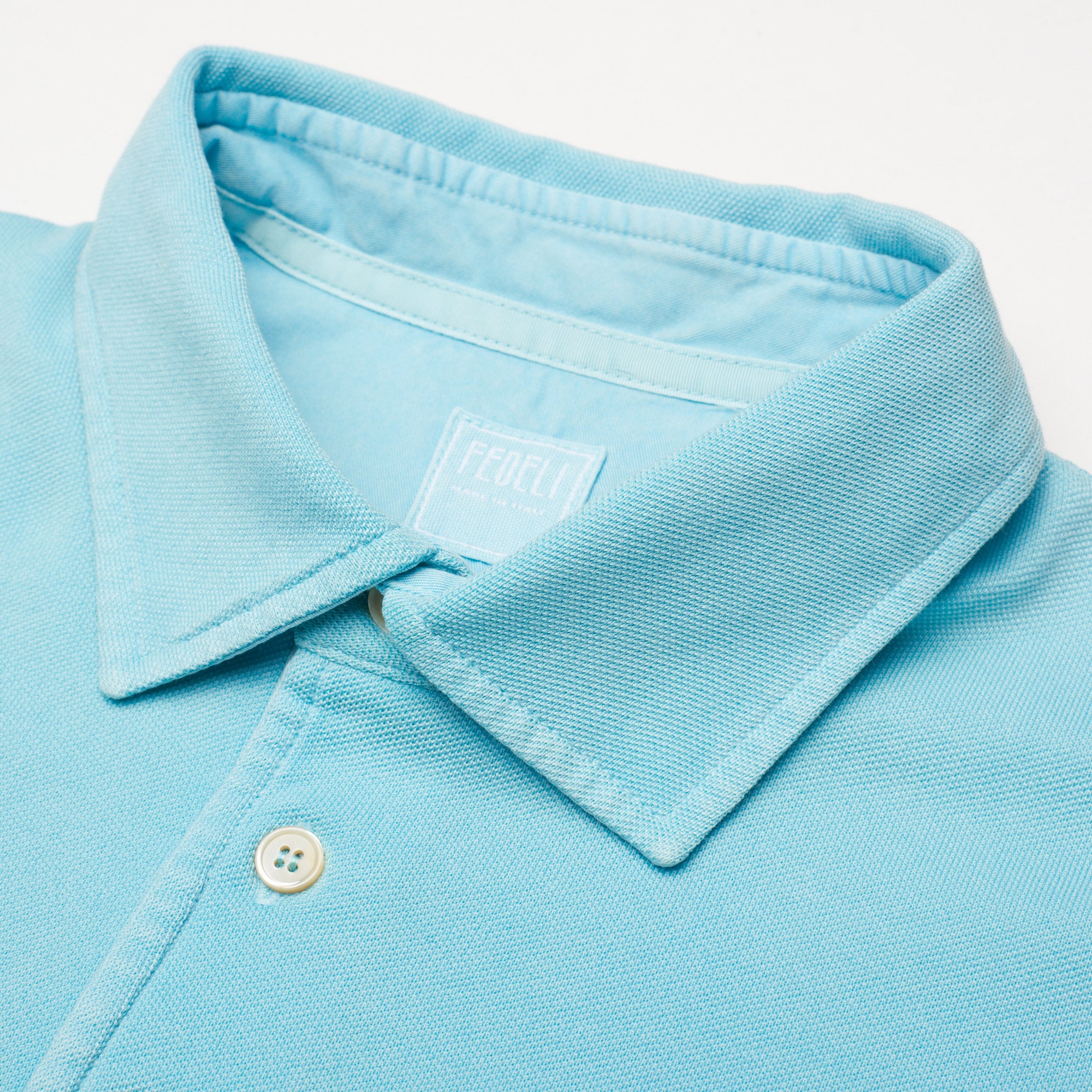 FEDELI "North" Turquoise Cotton Pique Short Sleeve Polo Shirt EU 50 NEW US M FEDELI