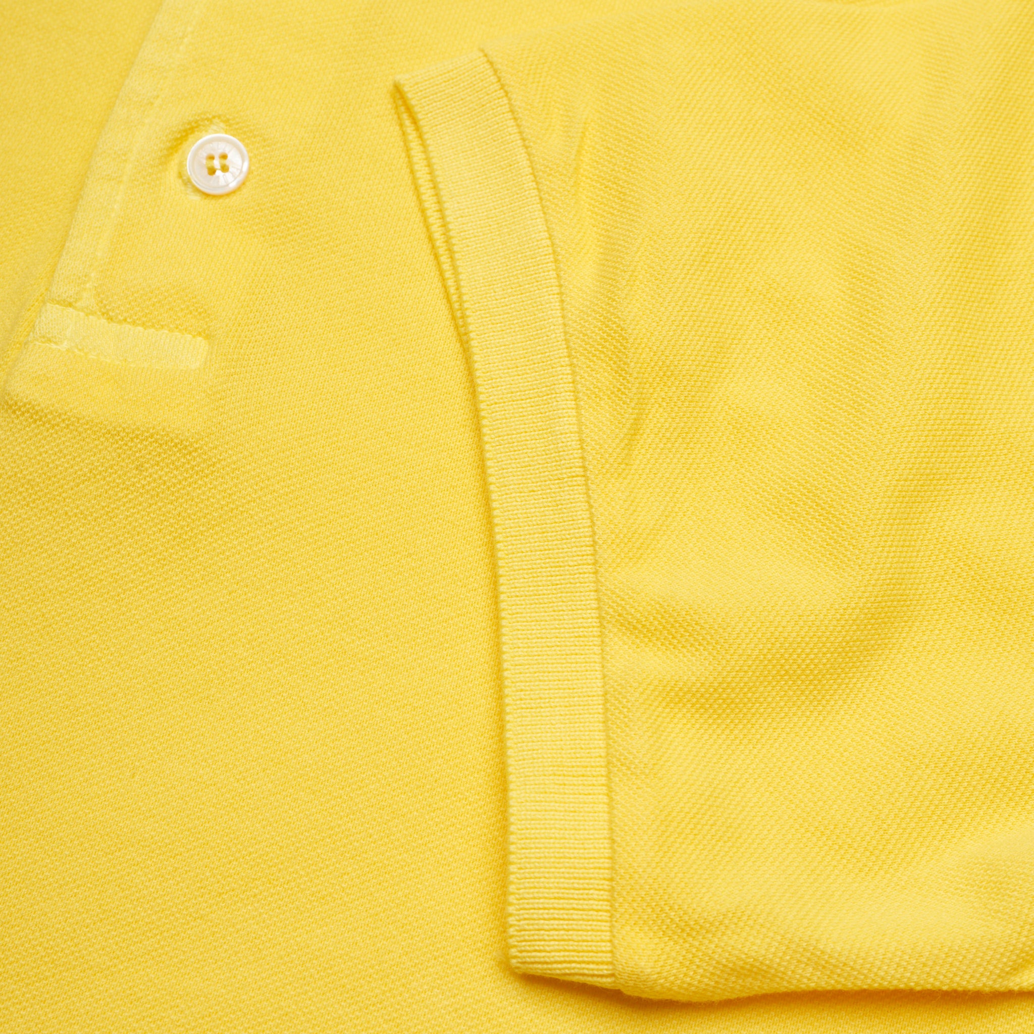 FEDELI "North" Yellow Cotton Frosted Pique Short Sleeve Polo Shirt EU 52 NEW US L