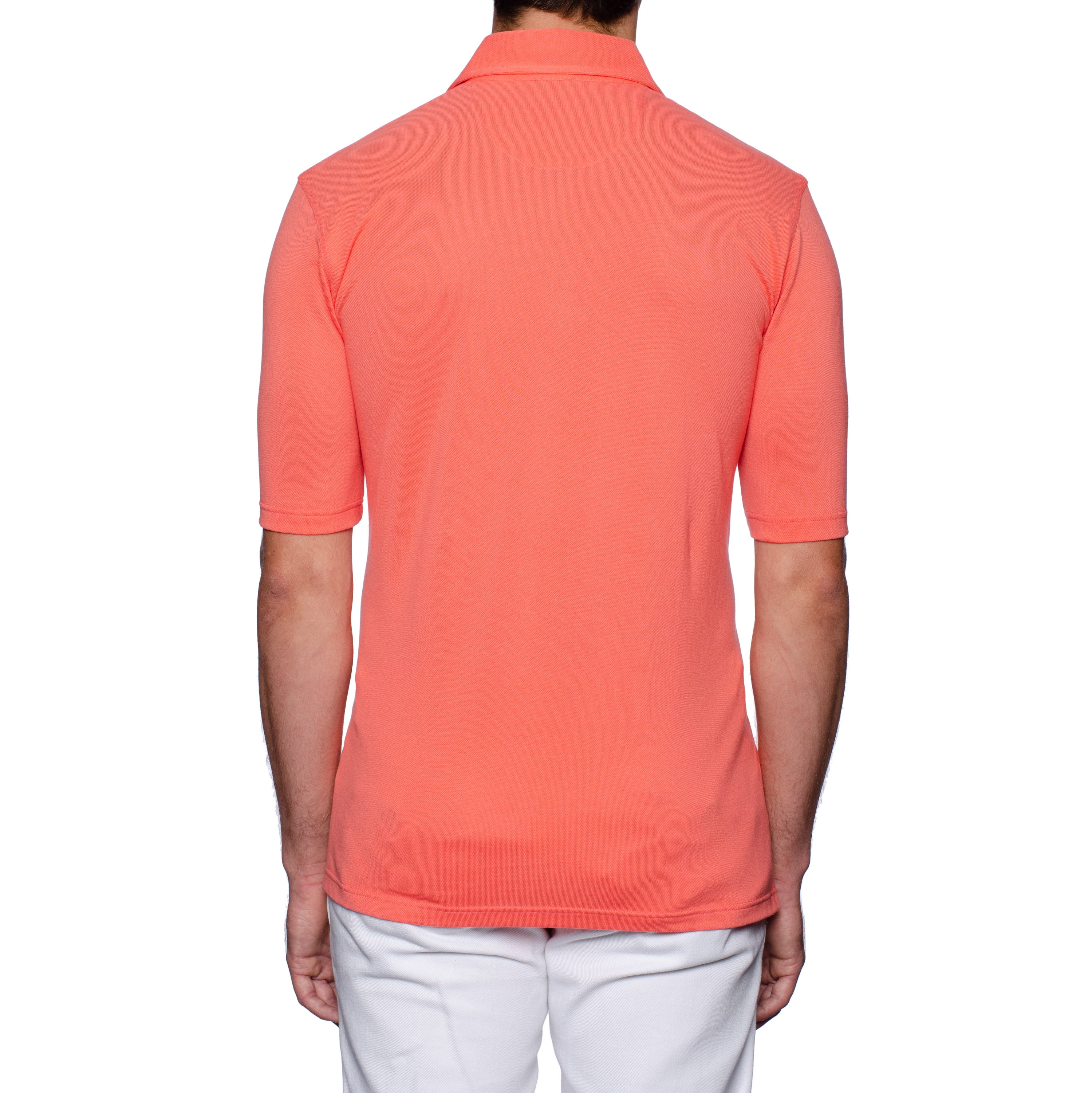 FEDELI "North" Salmon Cotton Pique Frosted Short Sleeve Polo Shirt EU 46 NEW US XS FEDELI
