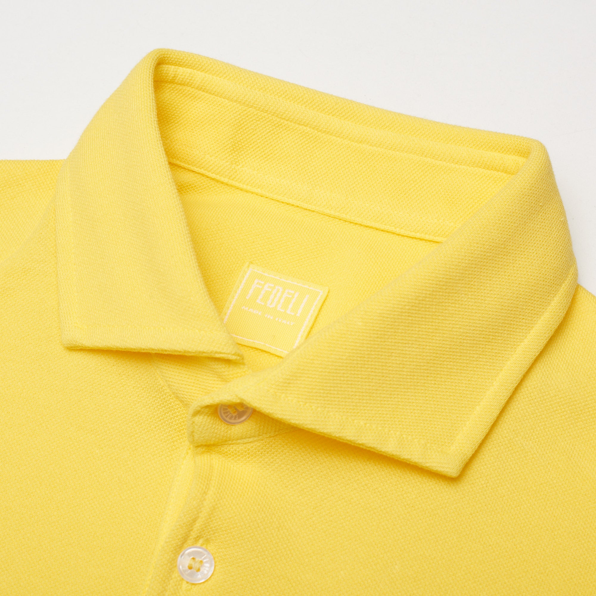 FEDELI "North" Yellow Cotton Pique Short Sleeve Polo Shirt EU 52 NEW US L FEDELI
