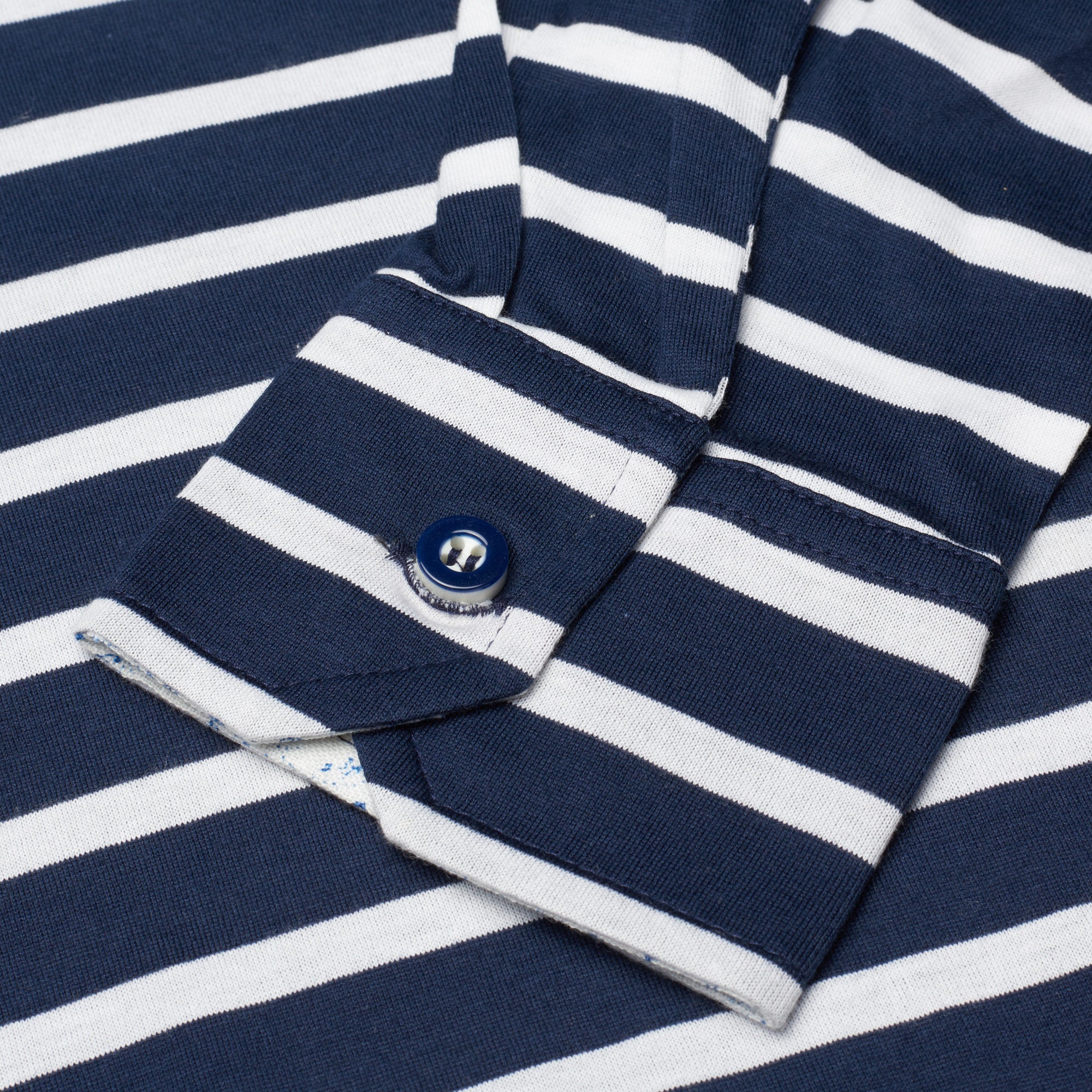FEDELI "Partenope" Navy Blue Striped Sea Island Cotton Jersey Polo Shirt 50 NEW US M