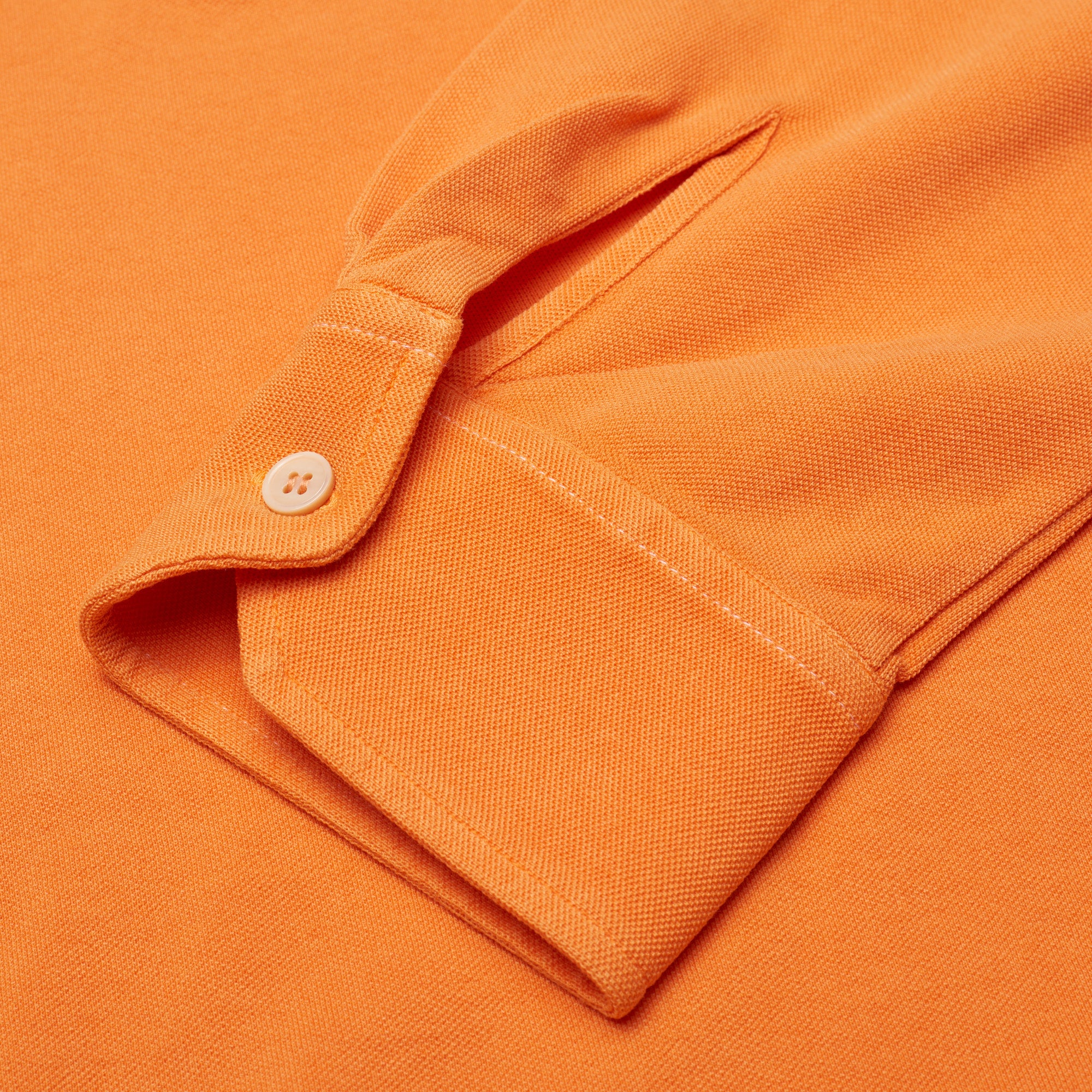 FEDELI "Ring" Orange Cotton Pique Long Sleeve Polo Shirt EU 50 NEW US M FEDELI