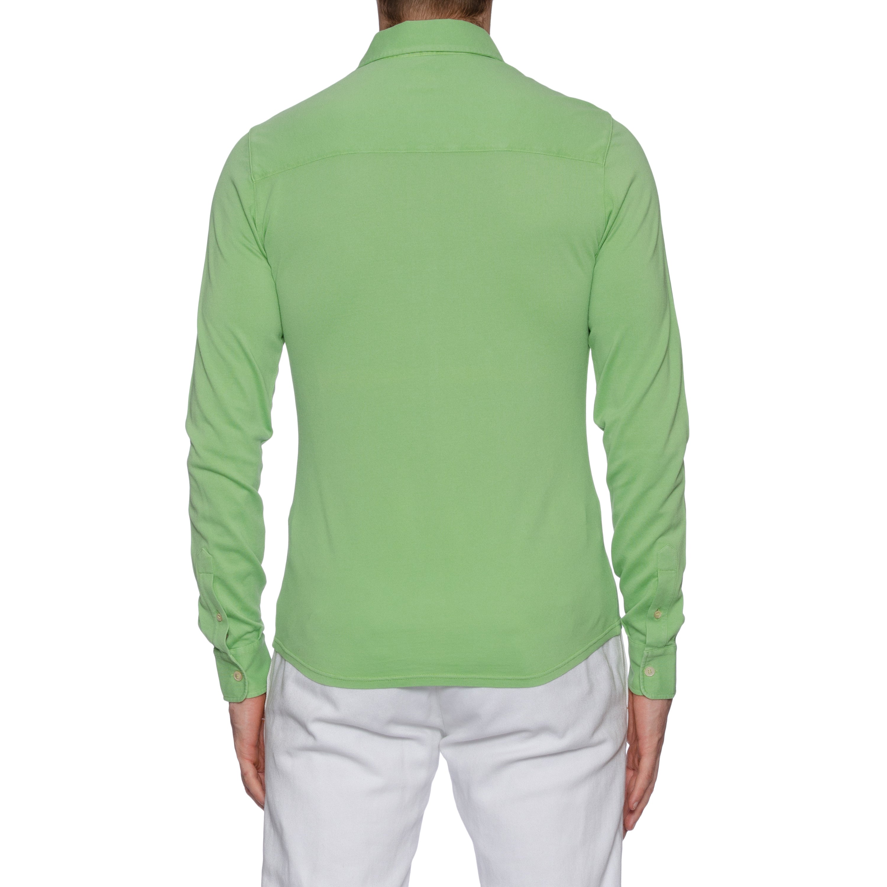 FEDELI "Steve" Green Cotton Pique Frosted Long Sleeve Polo Shirt 60 NEW US 4XL FEDELI