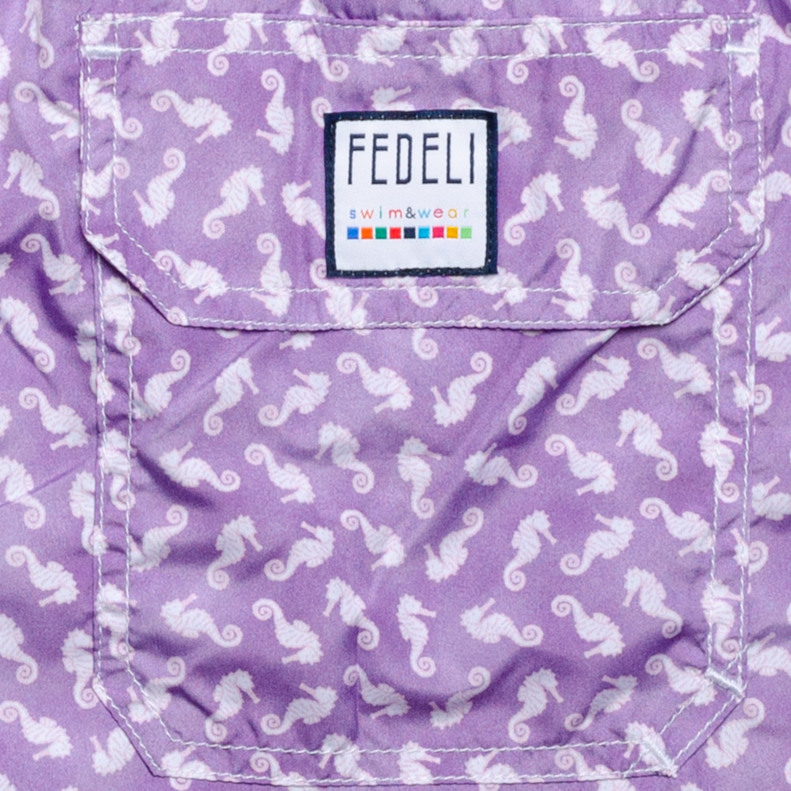 FEDELI Made in Italy Purple Seahorses Madeira Airstop Swim Shorts Trunks NEW FEDELI