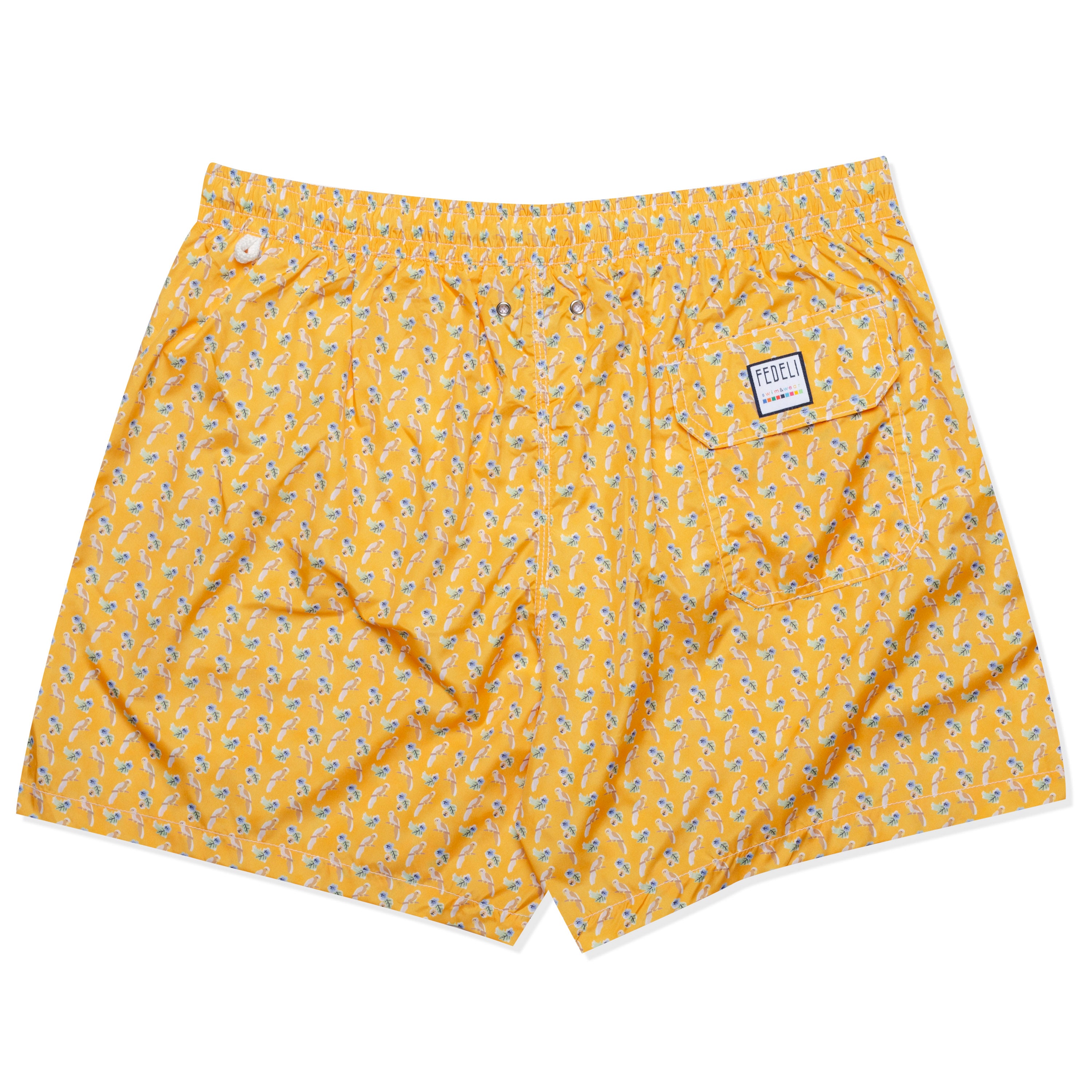 FEDELI Italy Yellow Bird Floral Madeira Airstop Swim Shorts Trunks NEW 2XL