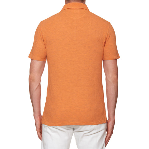 FEDELI "Tommy" Heather Orange Cotton Short Sleeve Pique Polo Shirt NEW Slim Fit