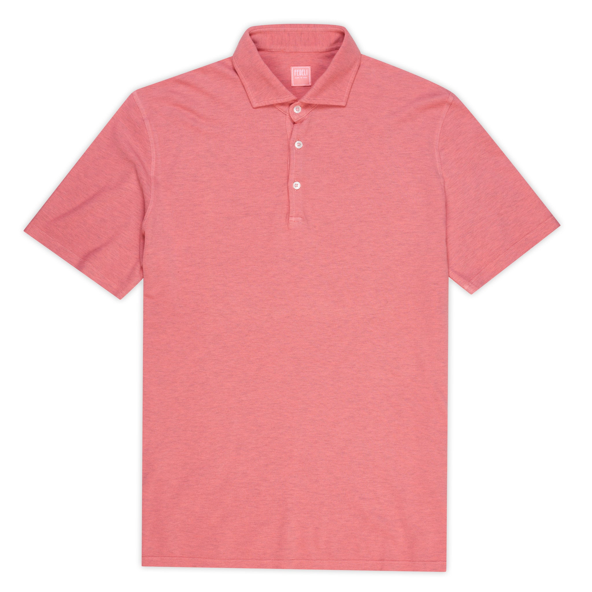 FEDELI Tommy Heather Punch Pink Cotton Short Sleeve Pique Polo Shirt NEW FEDELI