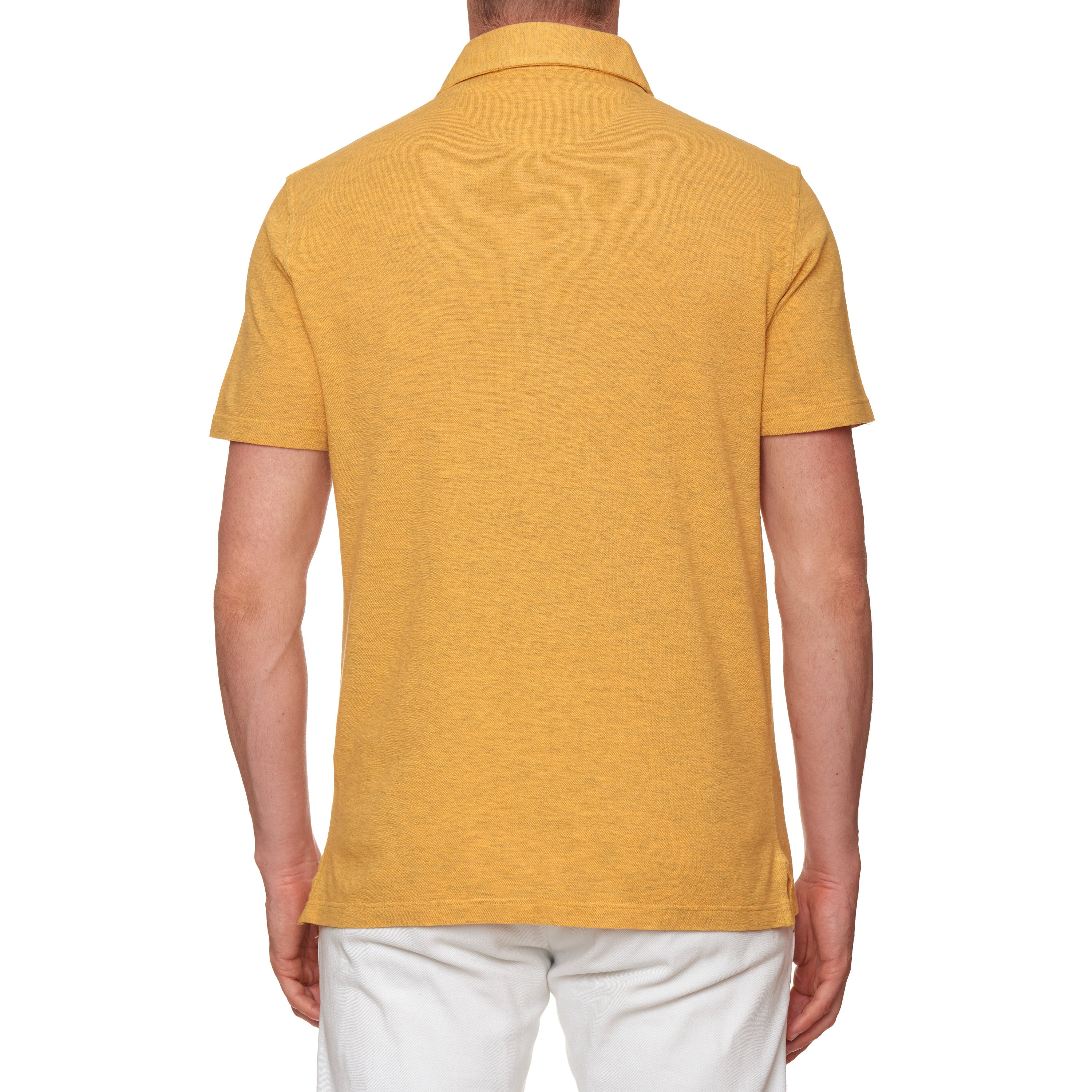 FEDELI "Tommy" Heather Yellow Cotton Short Sleeve Pique Polo Shirt 50 NEW US M FEDELI