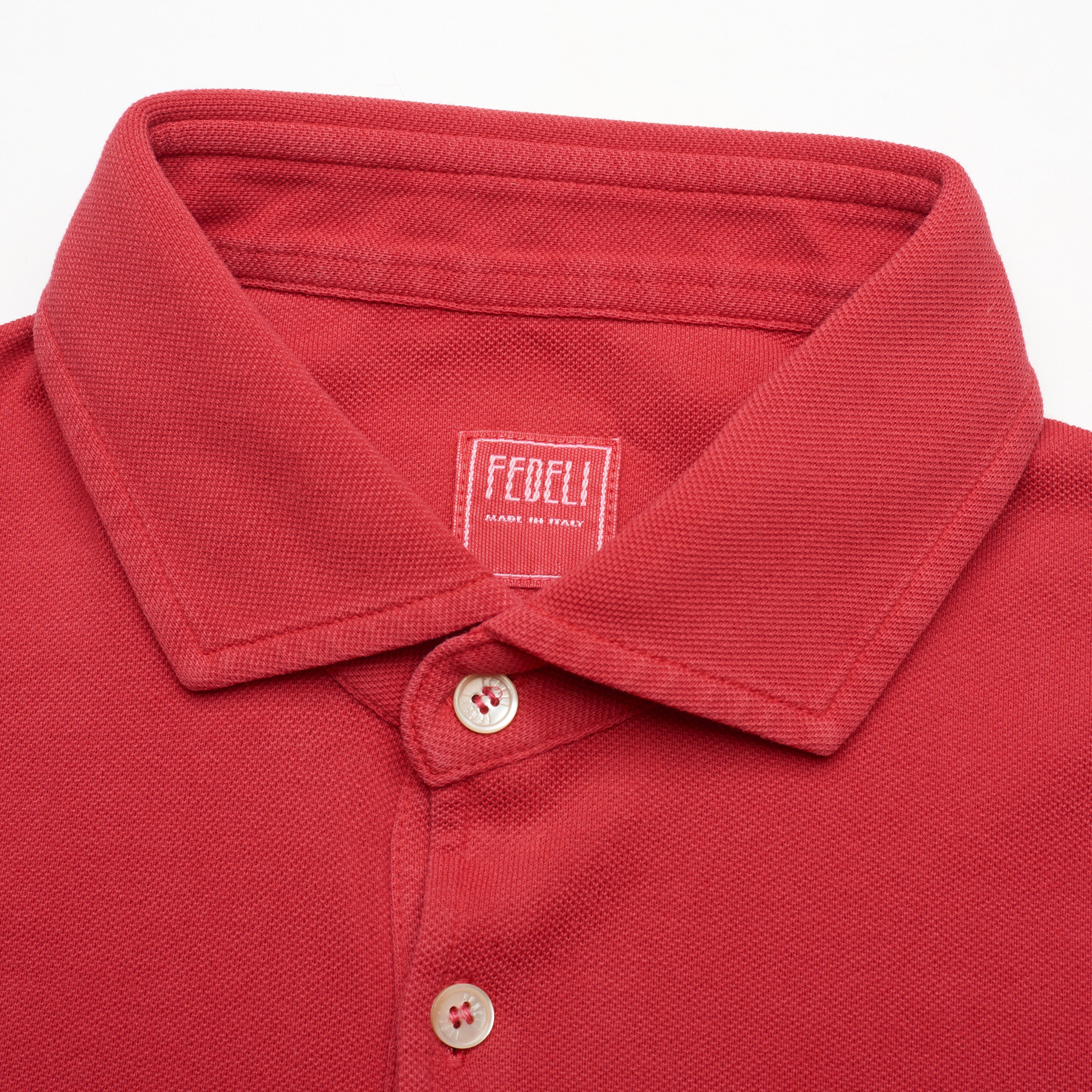 FEDELI "Tommy" Crimson Cotton Short Sleeve Pique Polo Shirt EU 54 NEW US XL Slim FEDELI