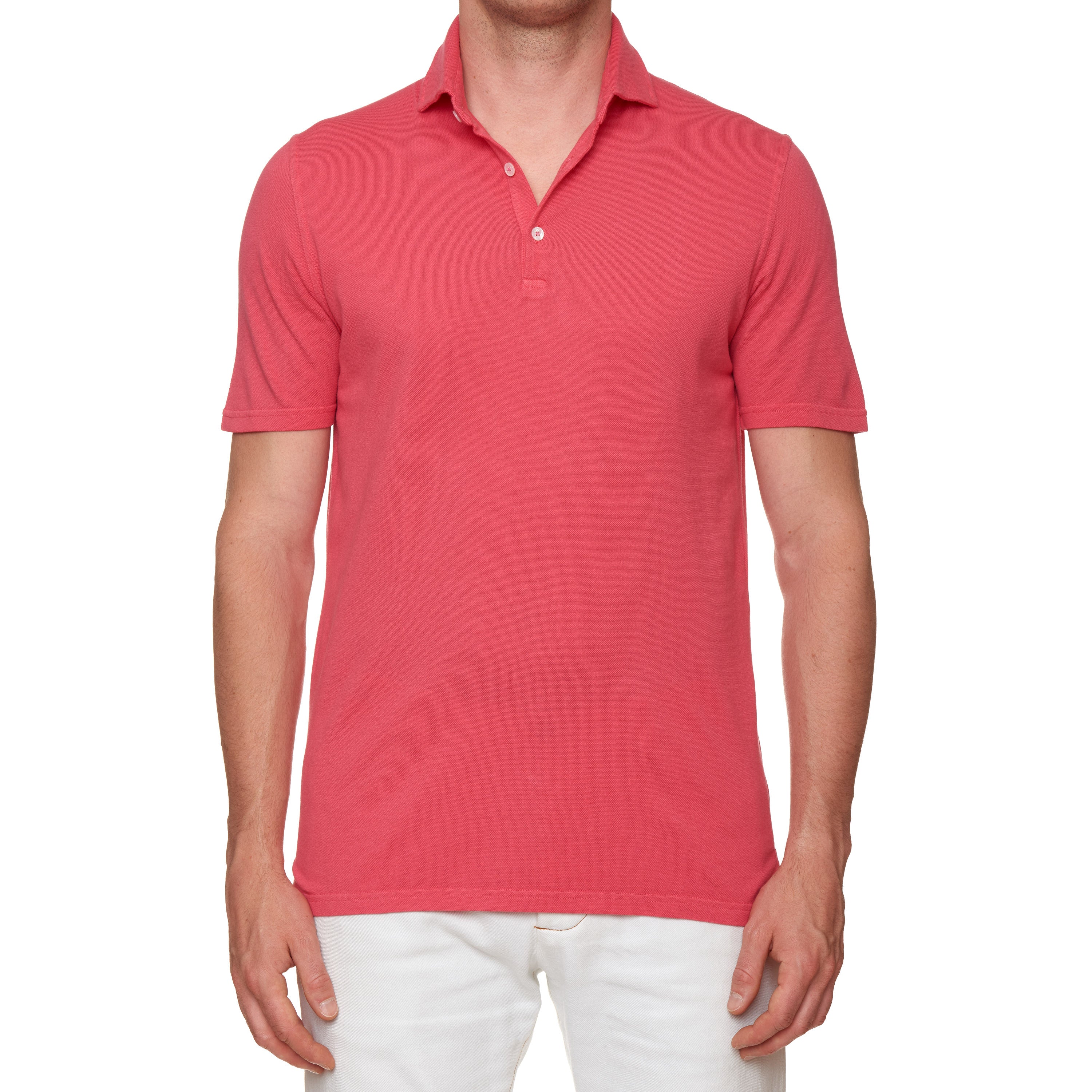 FEDELI "Tommy" Dark Pink Cotton Short Sleeve Pique Polo Shirt 50 NEW US M FEDELI