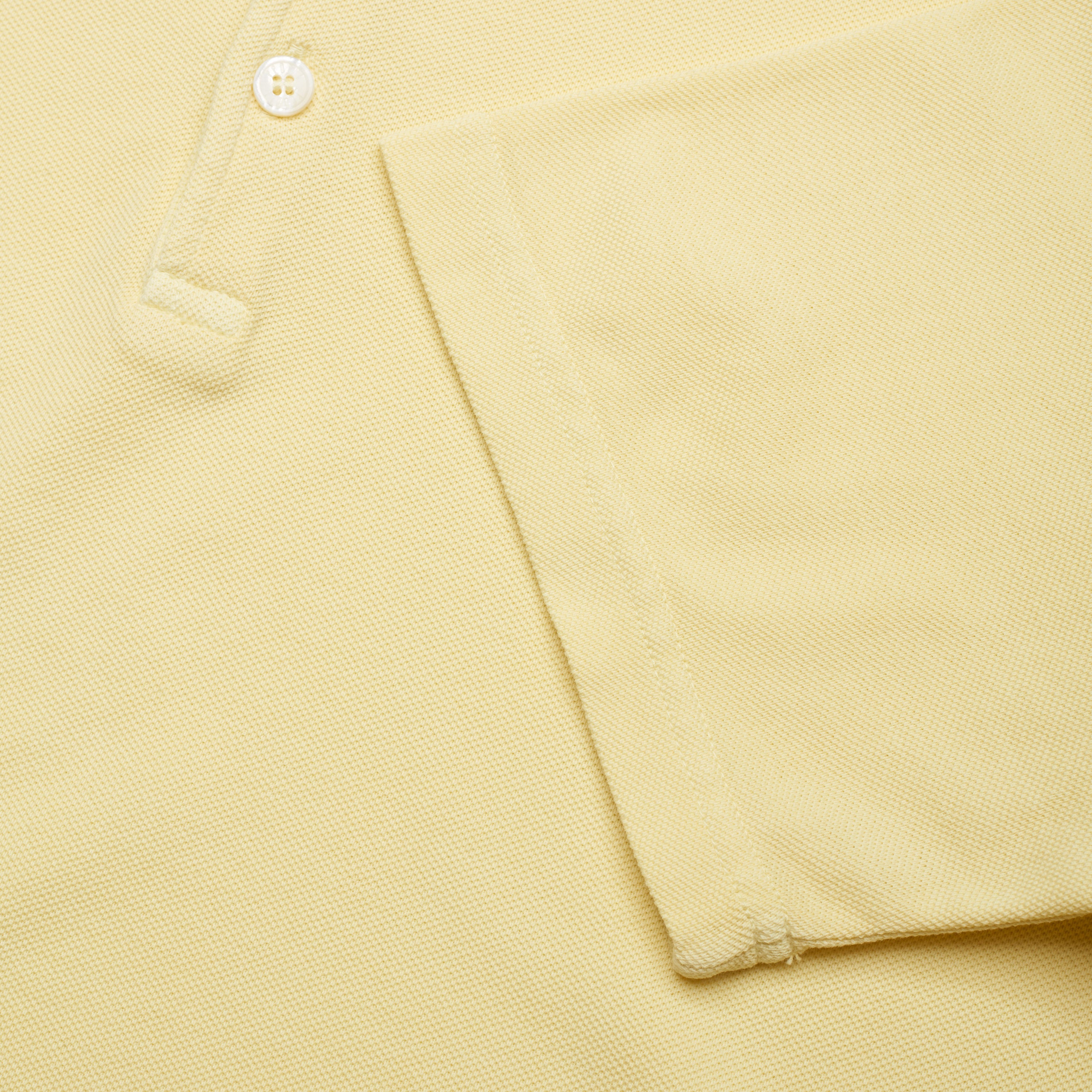 FEDELI "Tommy" Light Yellow Cotton Short Sleeve Pique Polo Shirt 48 NEW S Slim FEDELI