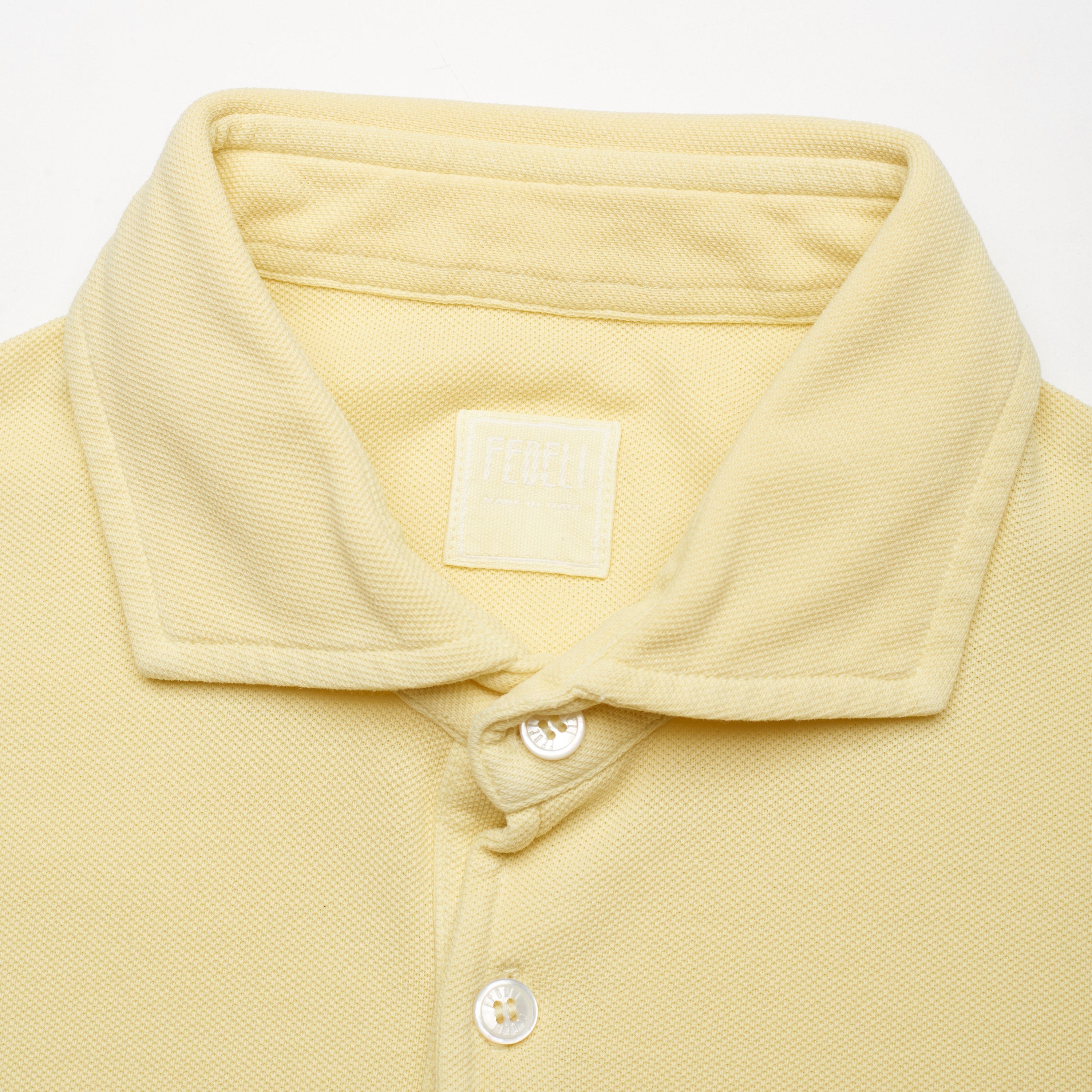 FEDELI "Tommy" Light Yellow Cotton Short Sleeve Pique Polo Shirt 48 NEW S Slim