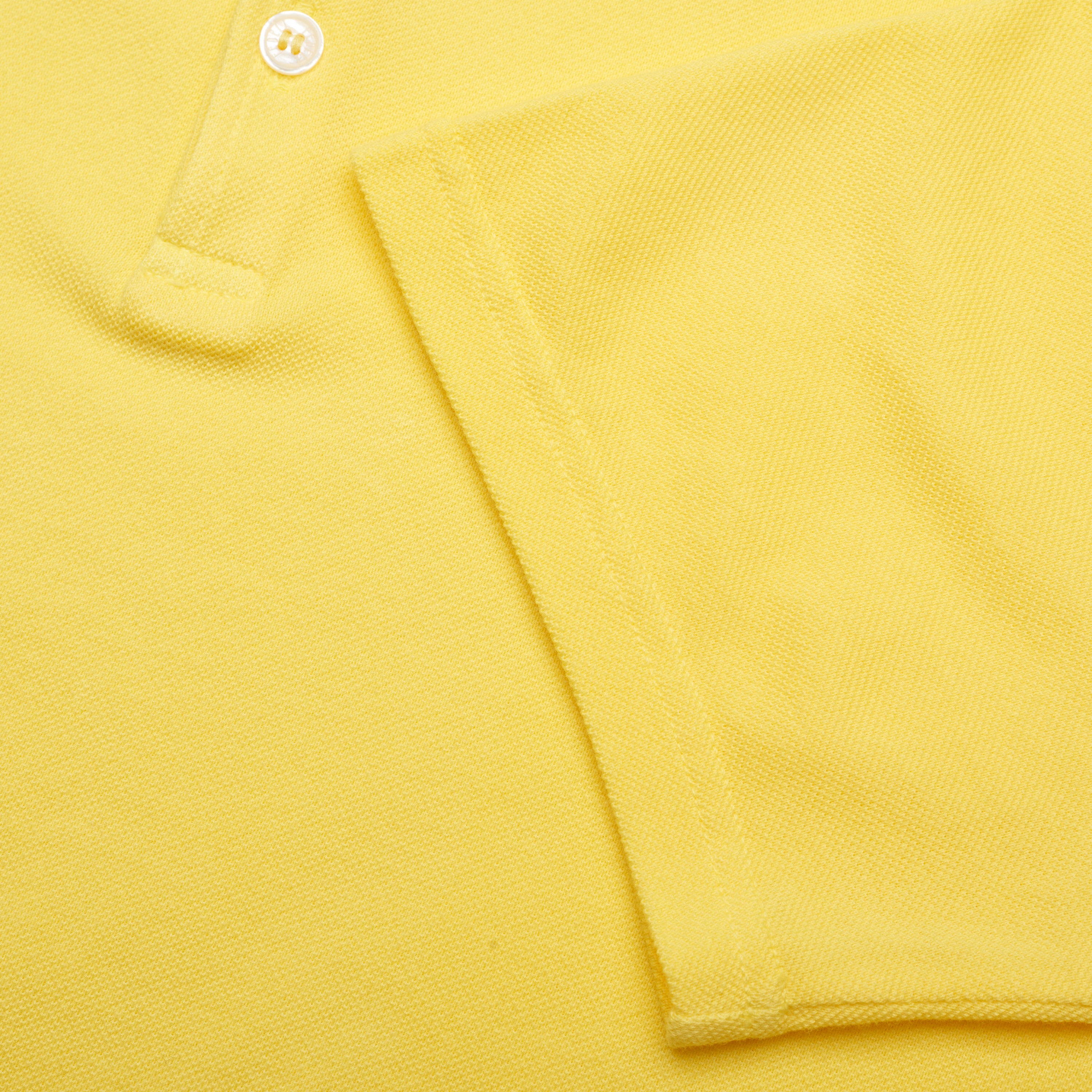 FEDELI "Tommy" Yellow Cotton Short Sleeve Pique Polo Shirt EU 52 NEW US L FEDELI