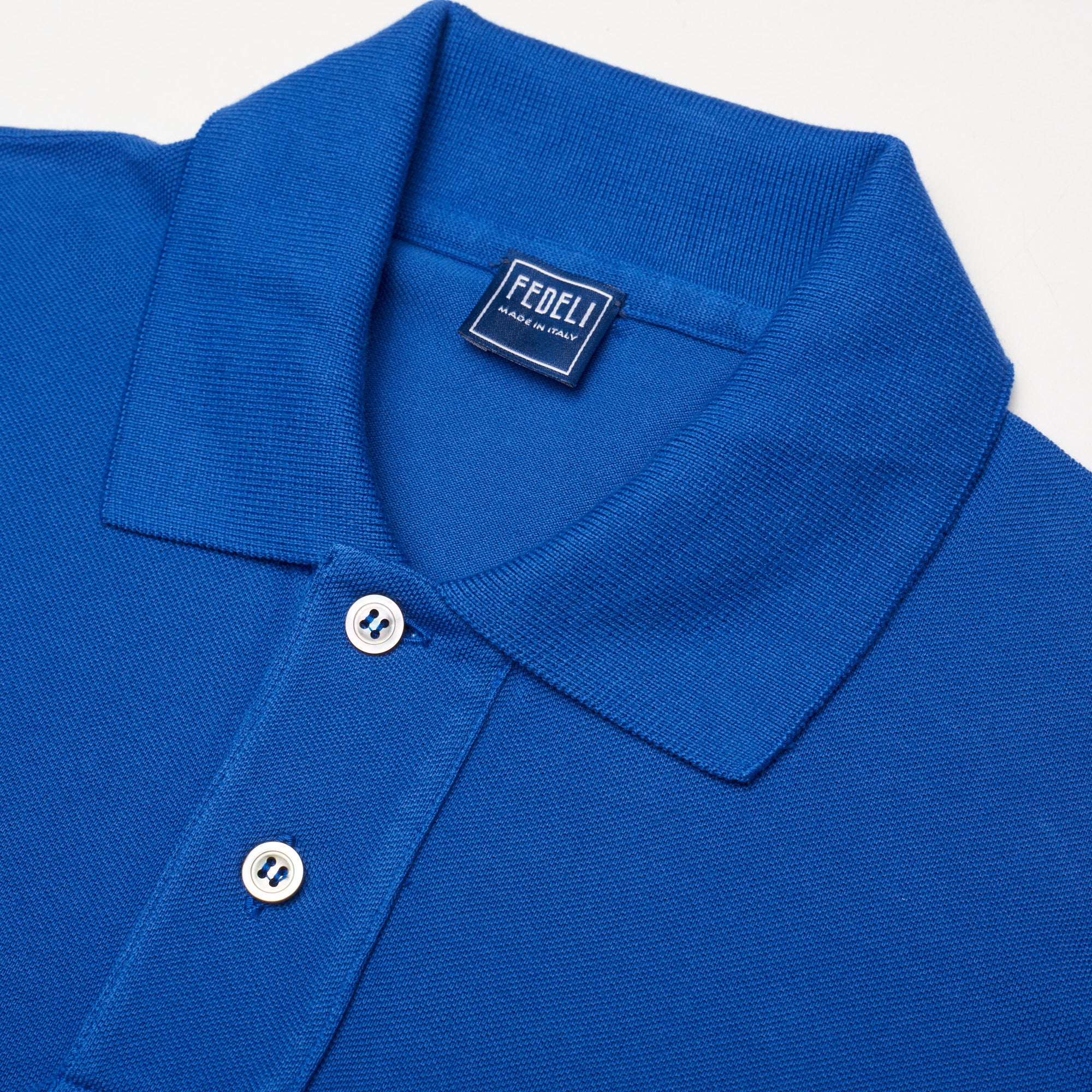 FEDELI "West" Blue Cotton Pique Short Sleeve Polo Shirt EU 48 NEW US S FEDELI