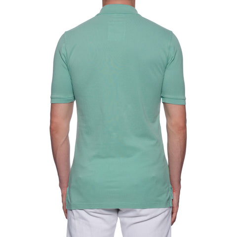 FEDELI 34 LAB "West" Mint Green Cotton Pique Frosted Polo Shirt EU 48 NEW US S