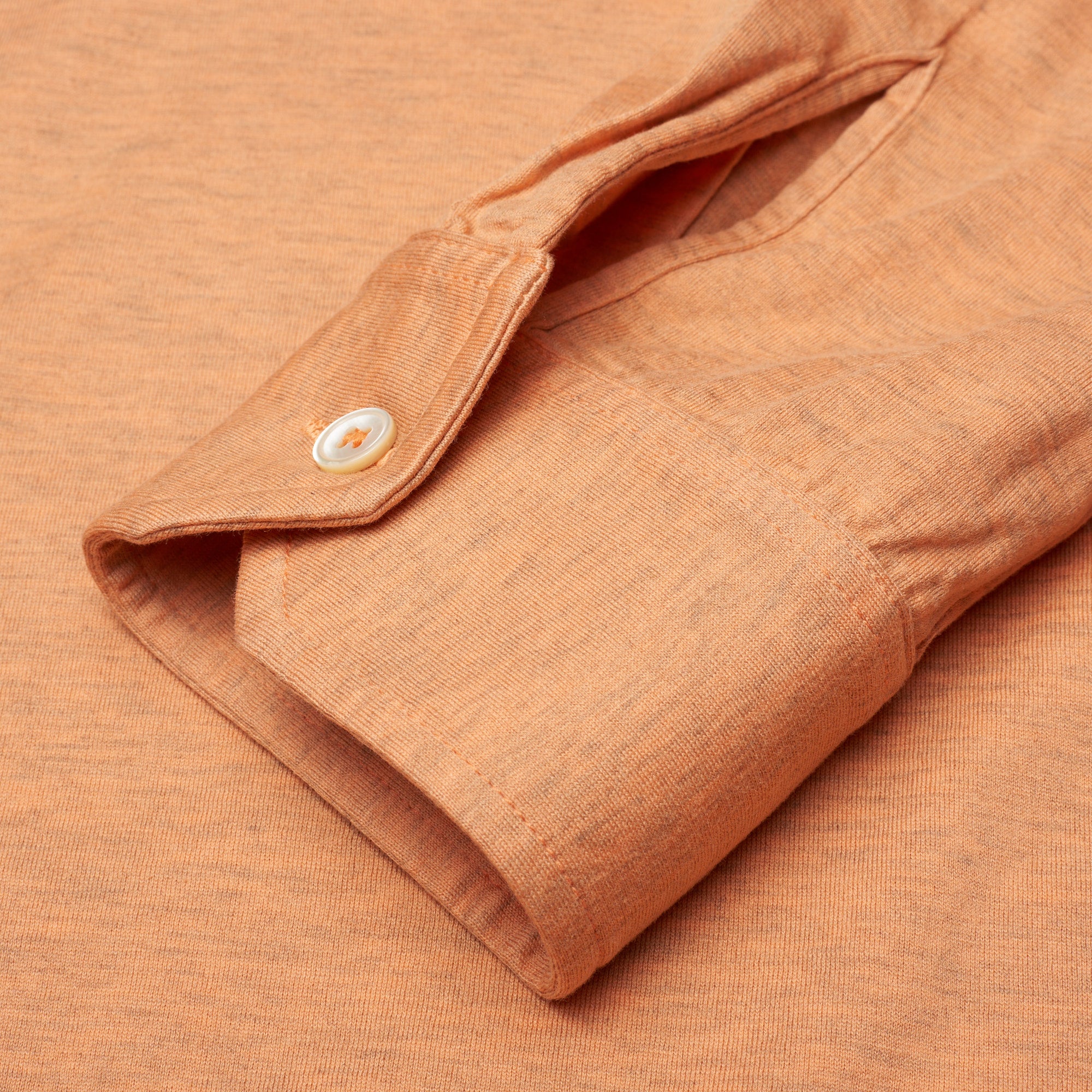 FEDELI "Zero" Heather Peach Cotton Jersey Long Sleeve Polo Shirt NEW FEDELI