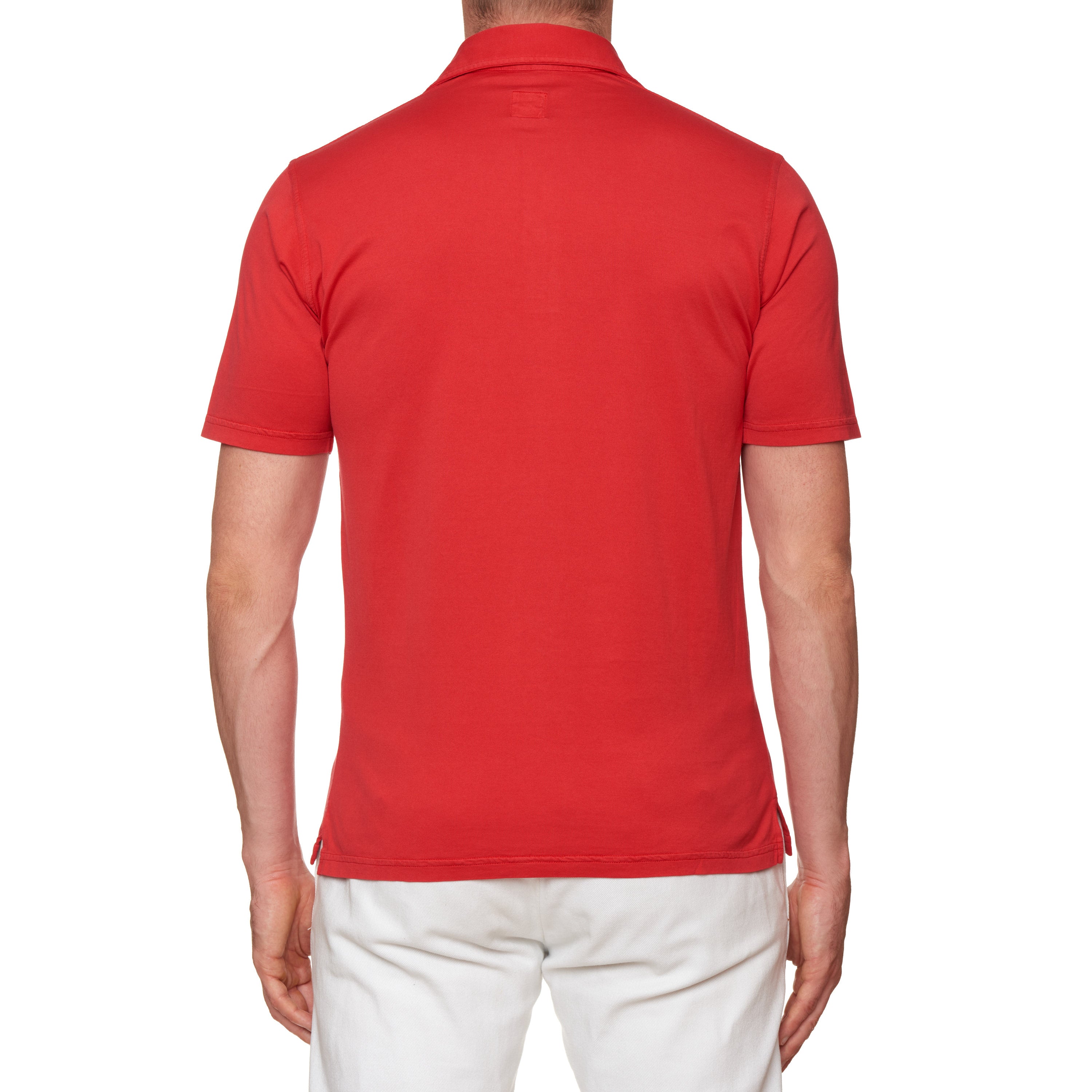 FEDELI "Zero" Red Cotton Frosted Short Sleeve Jersey Polo Shirt 48 NEW S Slim FEDELI