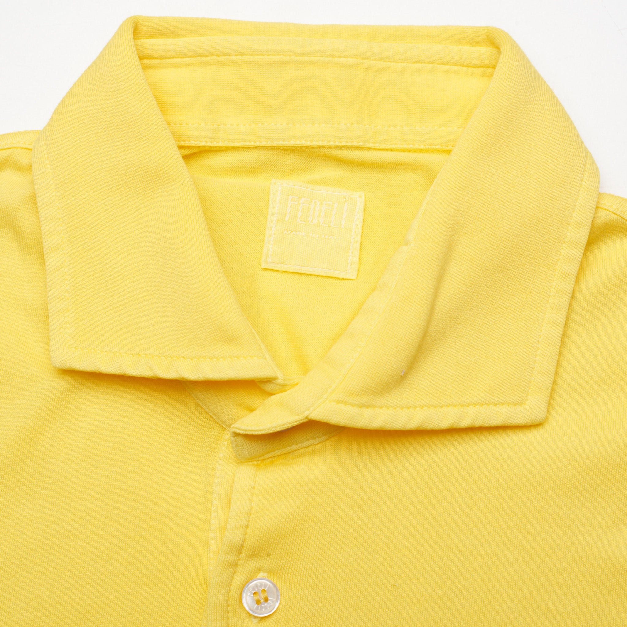 FEDELI "Zero" Yellow Organic Cotton Jersey Polo Shirt EU 52 NEW US L Slim Fit FEDELI