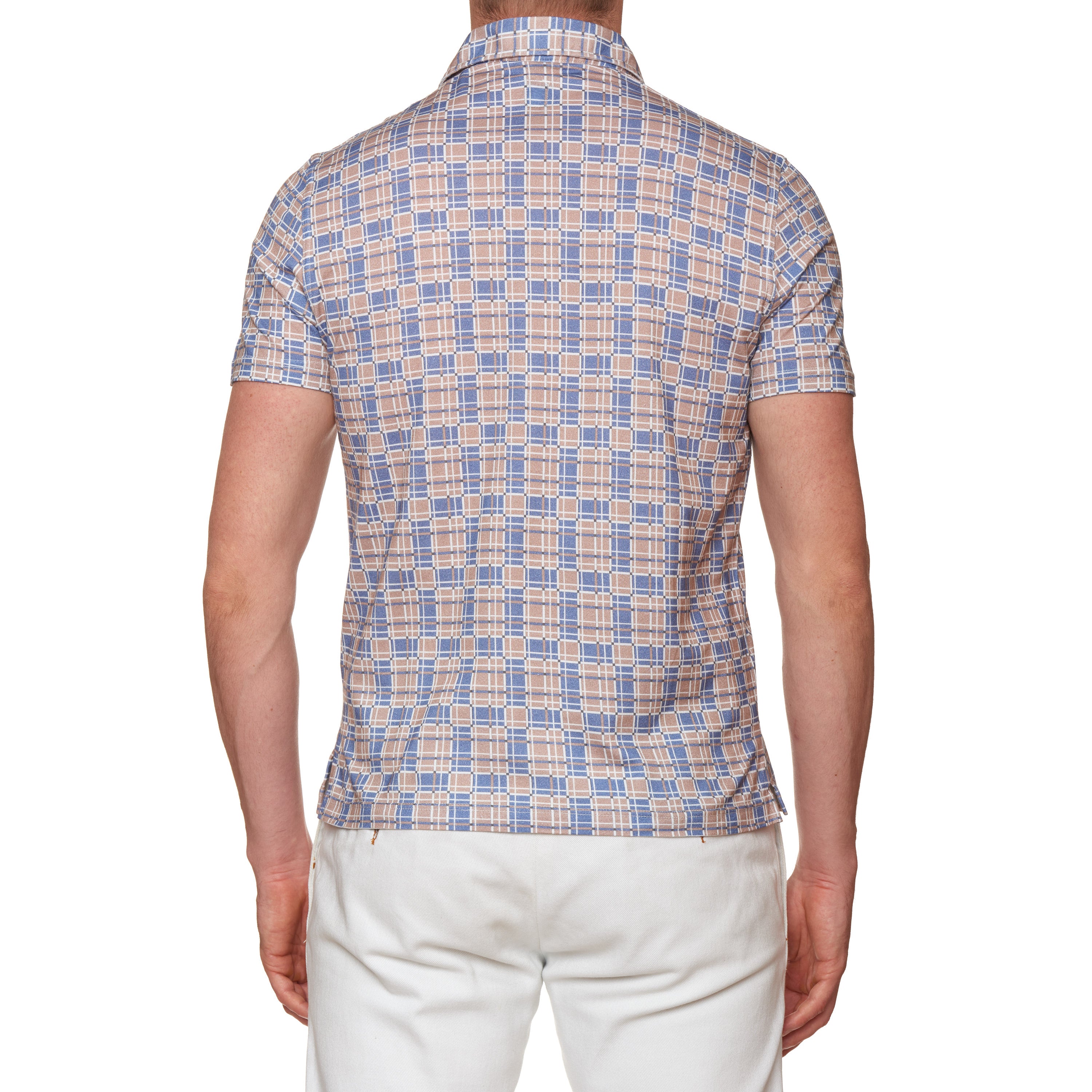 FEDELI for ERAL 55 "Zero" Multi-Color Plaid Cotton Jersey Polo Shirt EU 46 NEW US XS FEDELI