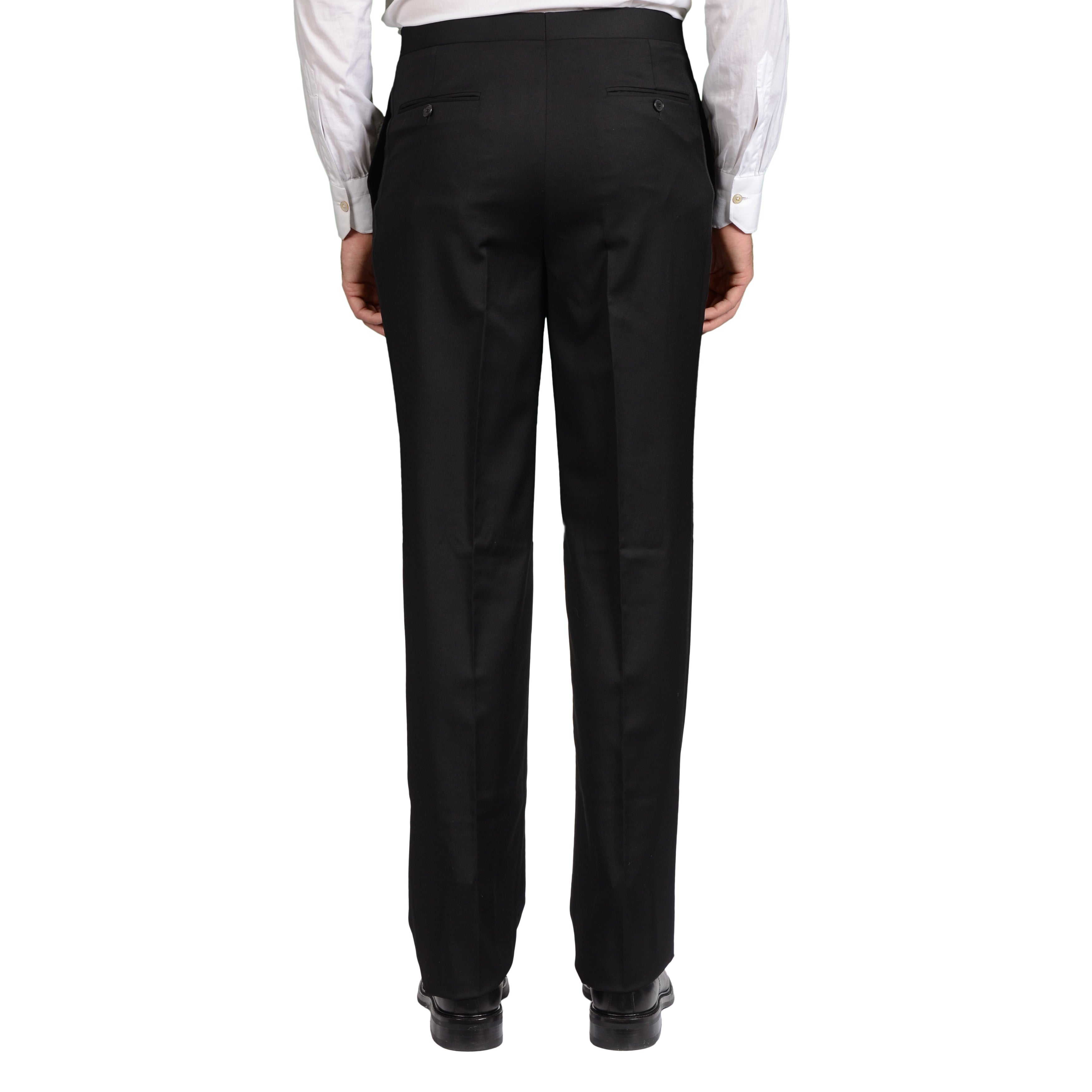 GARY ANDERSON Handmade Black Wool SP Tuxedo Dress Pants EU 50 NEW US 34