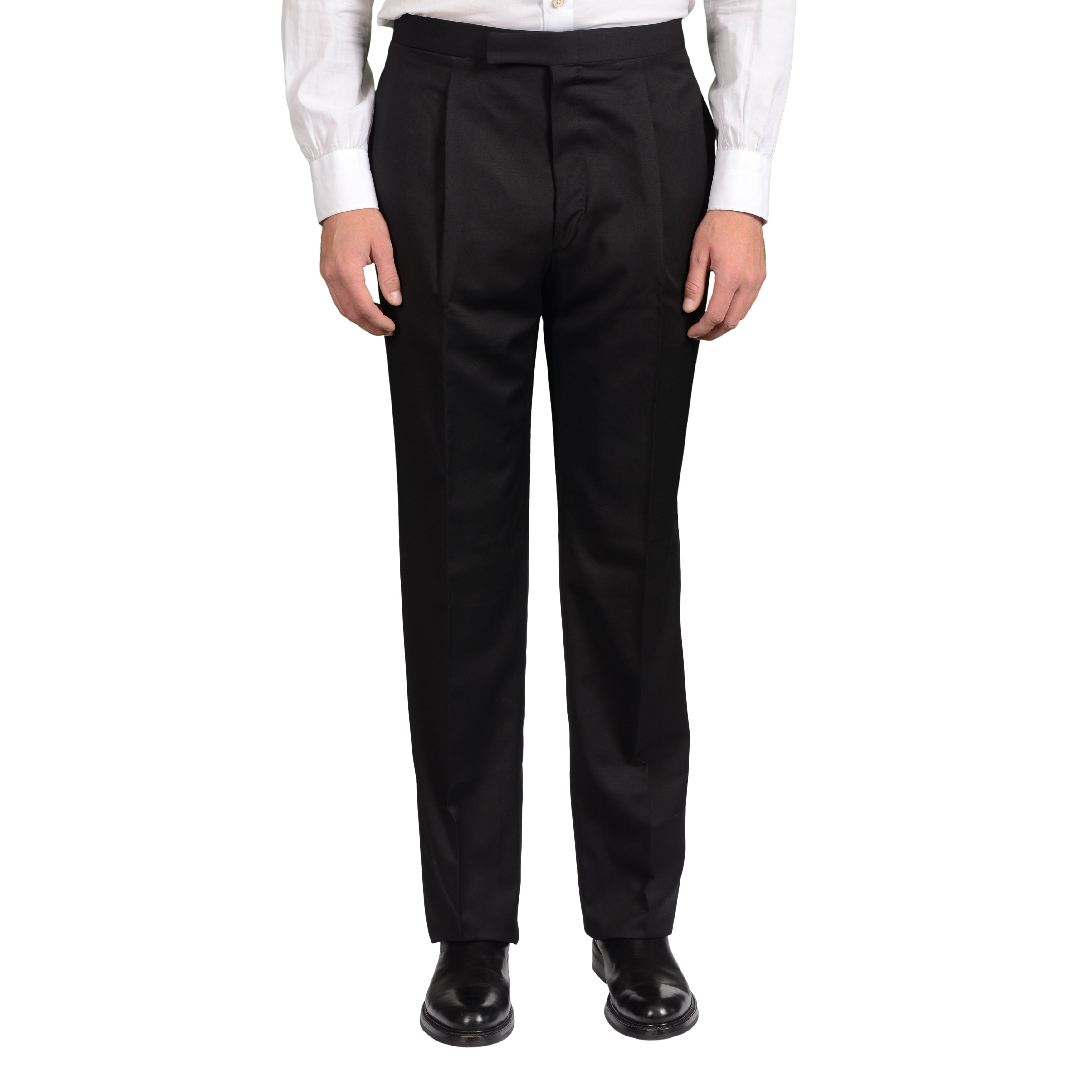 GARY ANDERSON Handmade Black Wool SP Tuxedo Dress Pants EU 50 NEW US 34