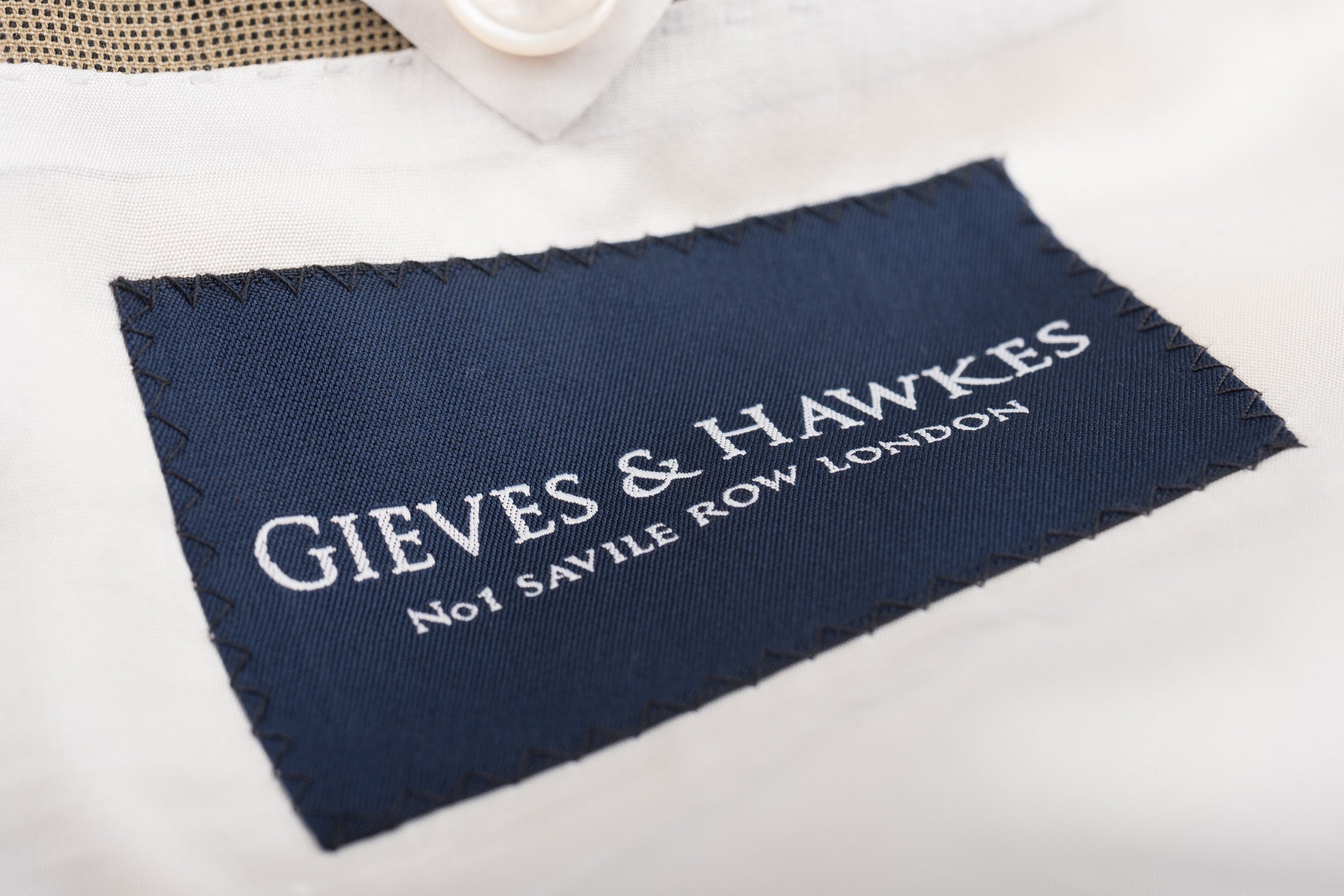 GIEVES & HAWKES Tan Nailhead Wool Super 120's Suit EU 51 NEW US 41 Long