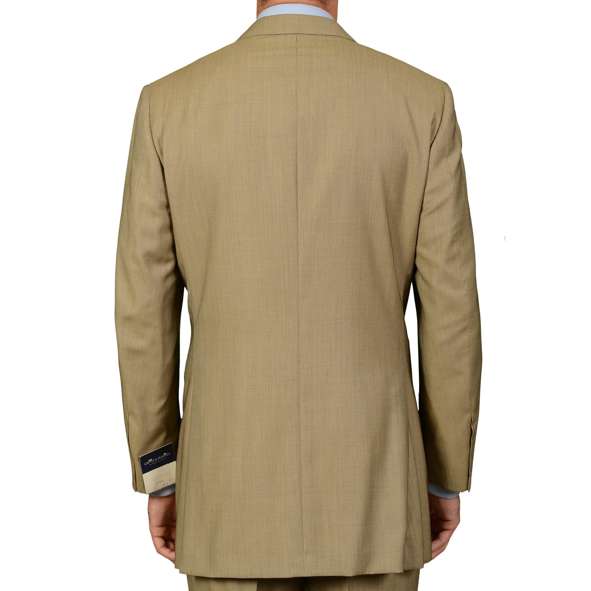GIEVES & HAWKES Tan Nailhead Wool Super 120's Suit EU 51 NEW US 41 Long