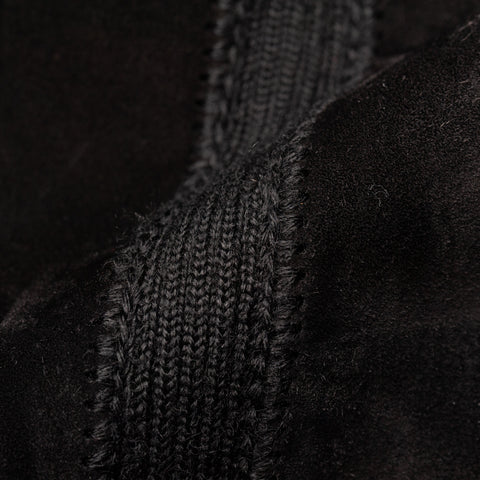 HETTABRETZ Black Suede Leather Knit Belted Women's Coat US 8 10